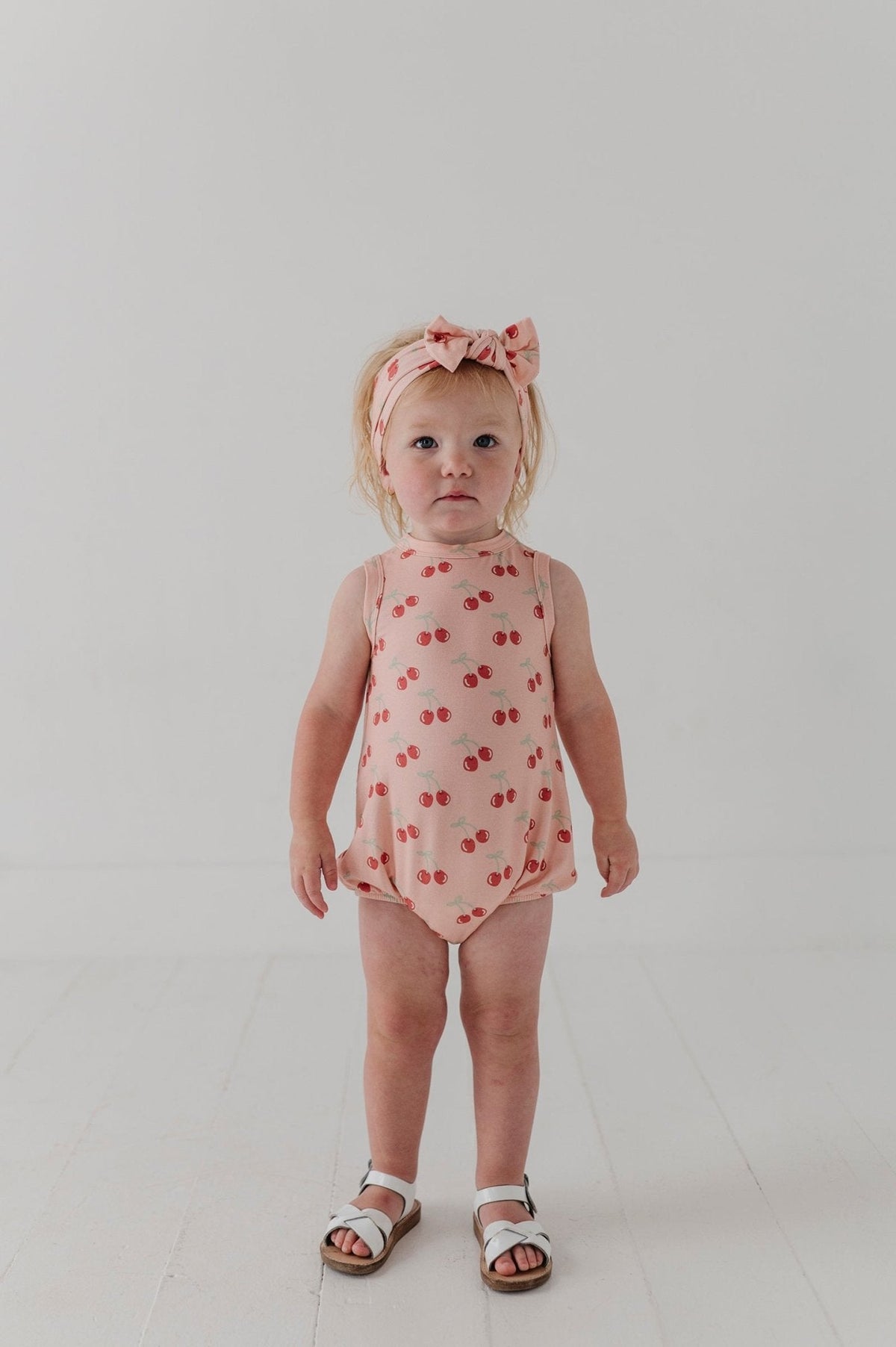 Baby Girl Bubble Bodysuit Set In Cherries