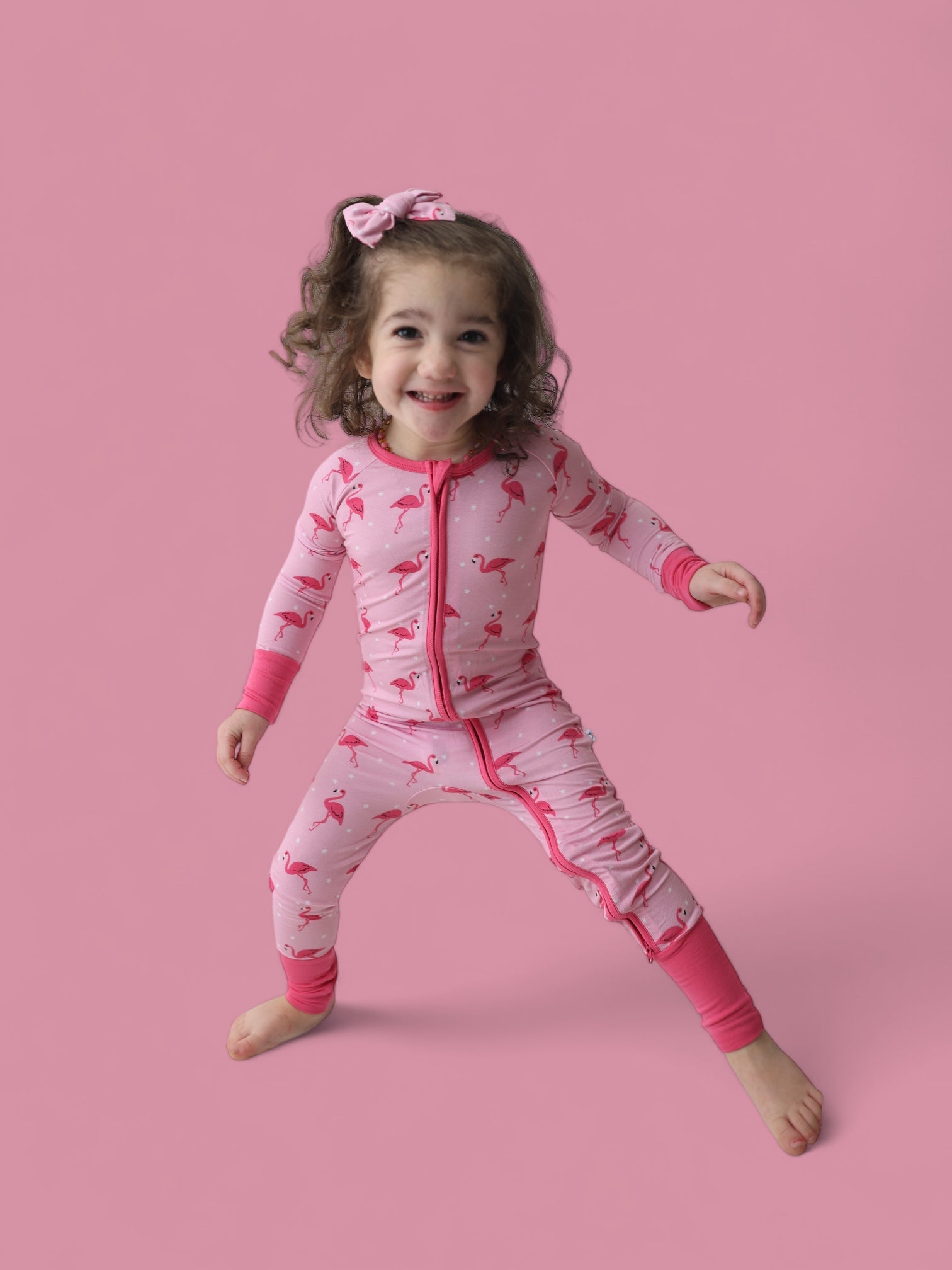 Flocking Flamingos Dream Bow Hair Clips