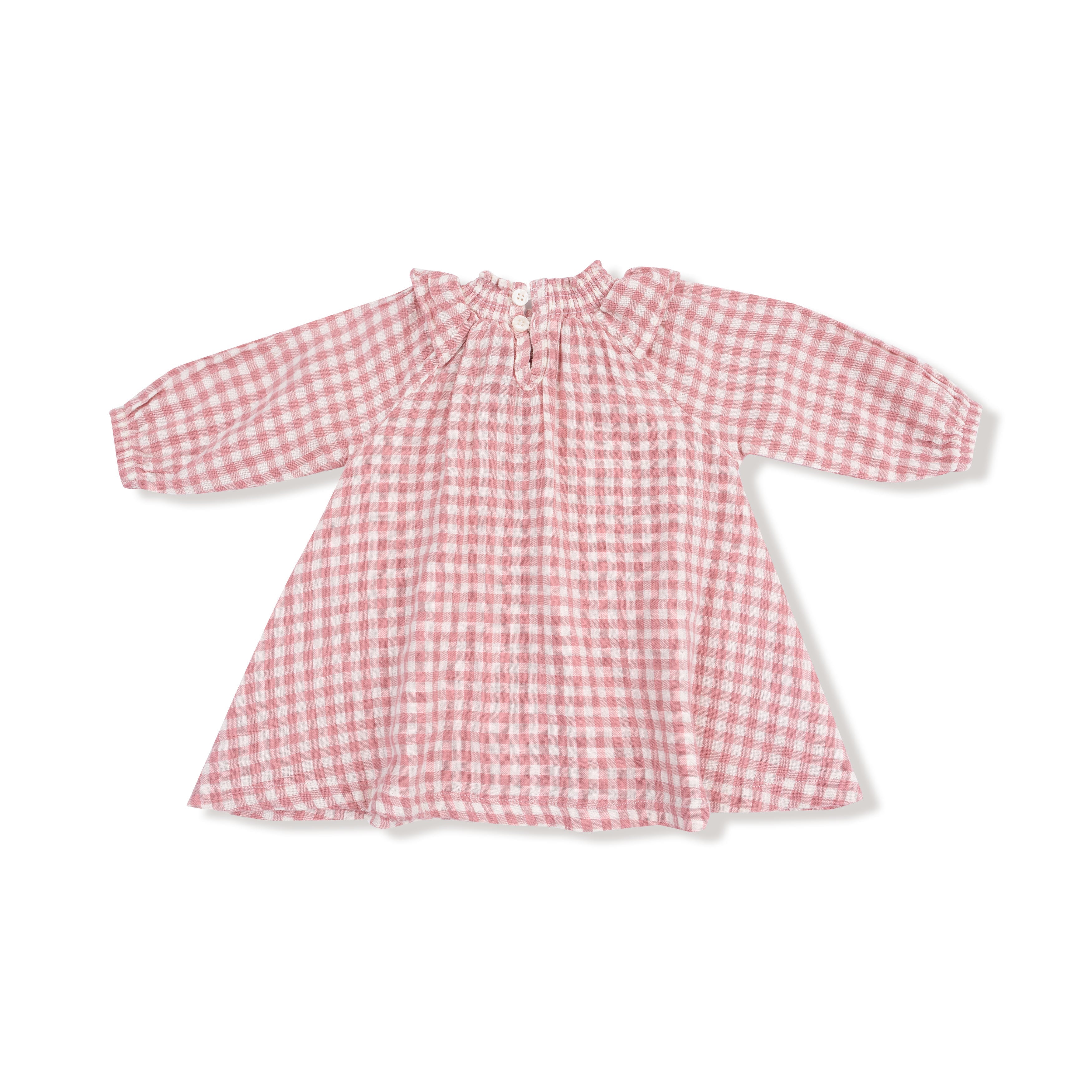 Long Sleeve Ruffle Smocked Neck Dress + Diaper Cover