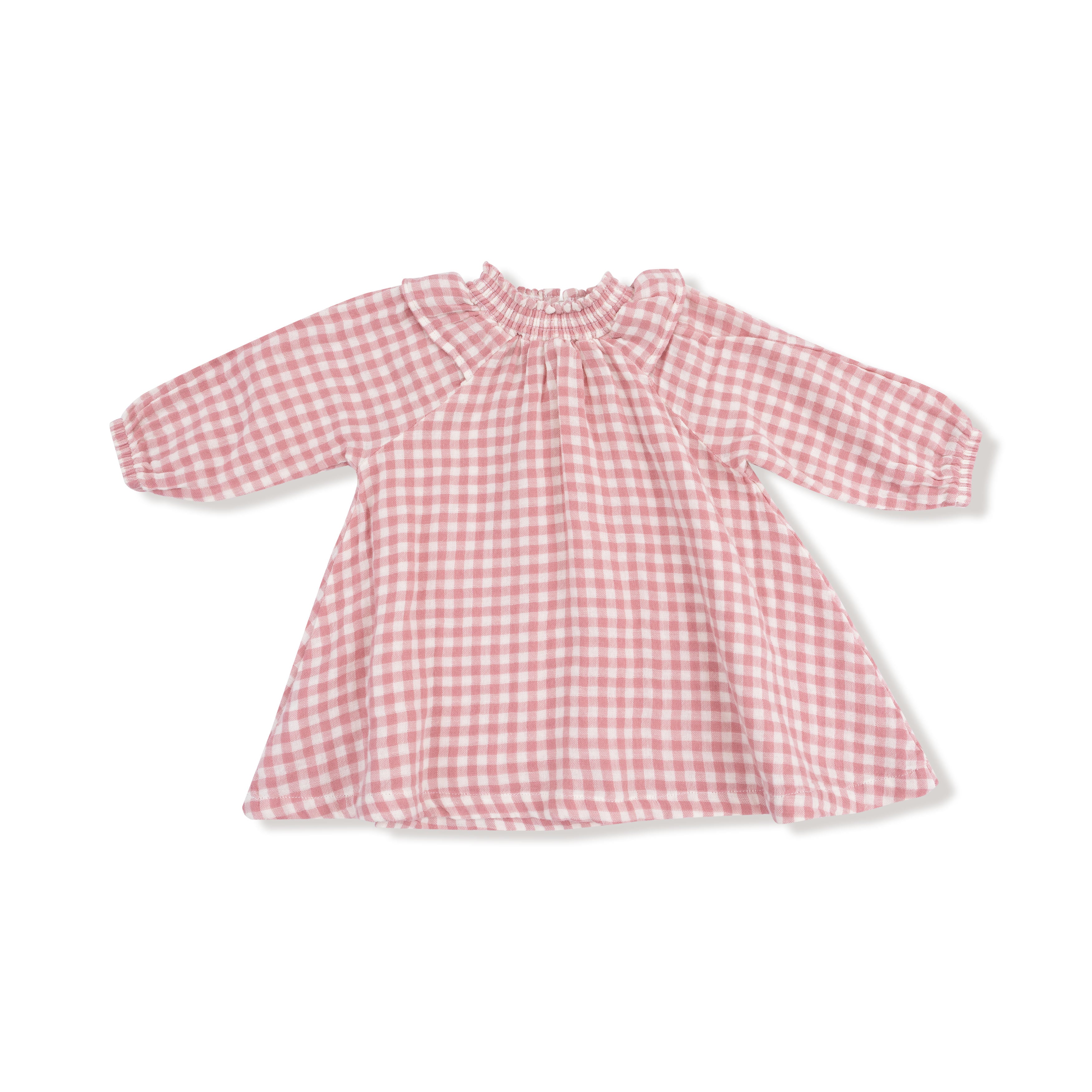 Long Sleeve Ruffle Smocked Neck Dress + Diaper Cover