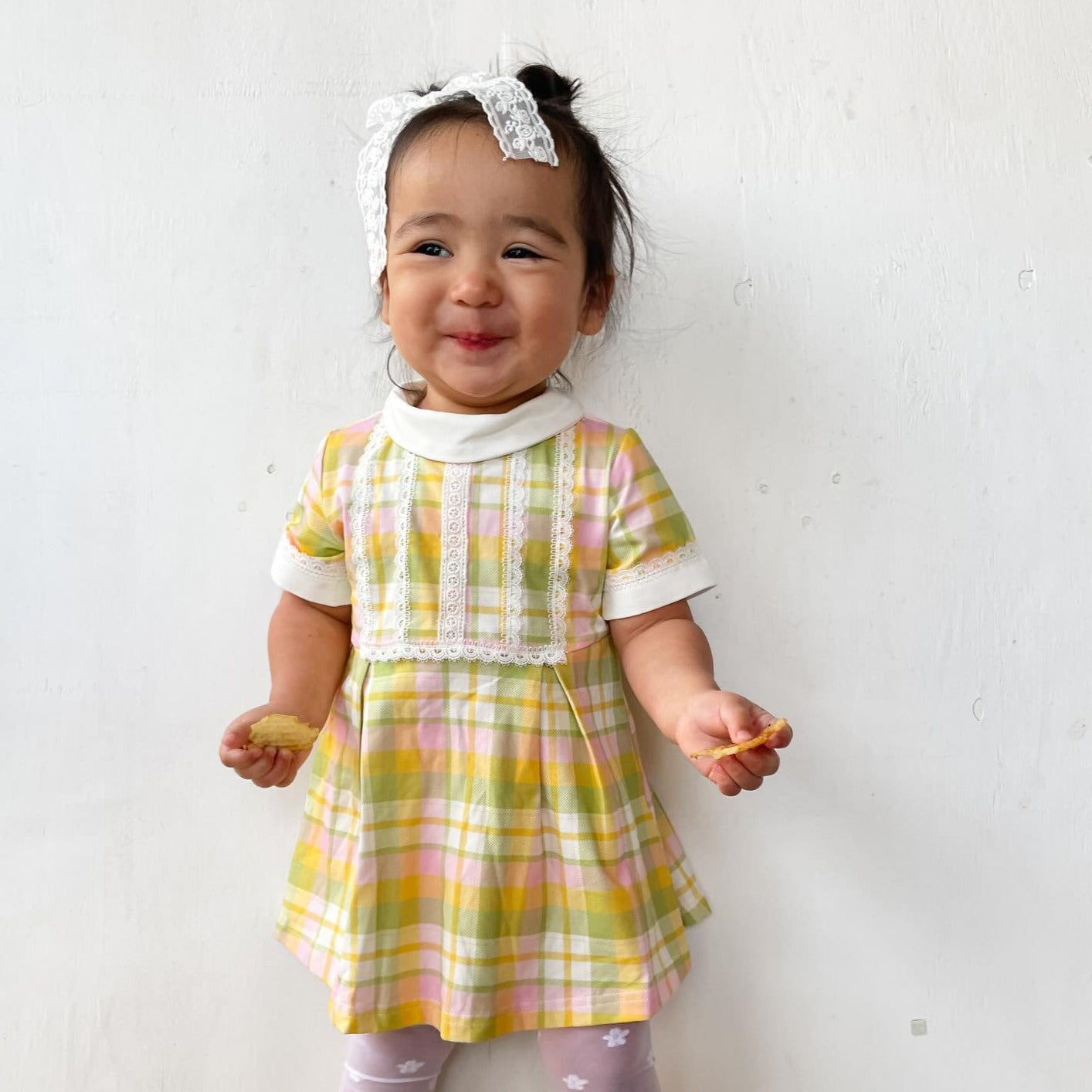 Retro Plaid Collar Dress For Toddler Girls