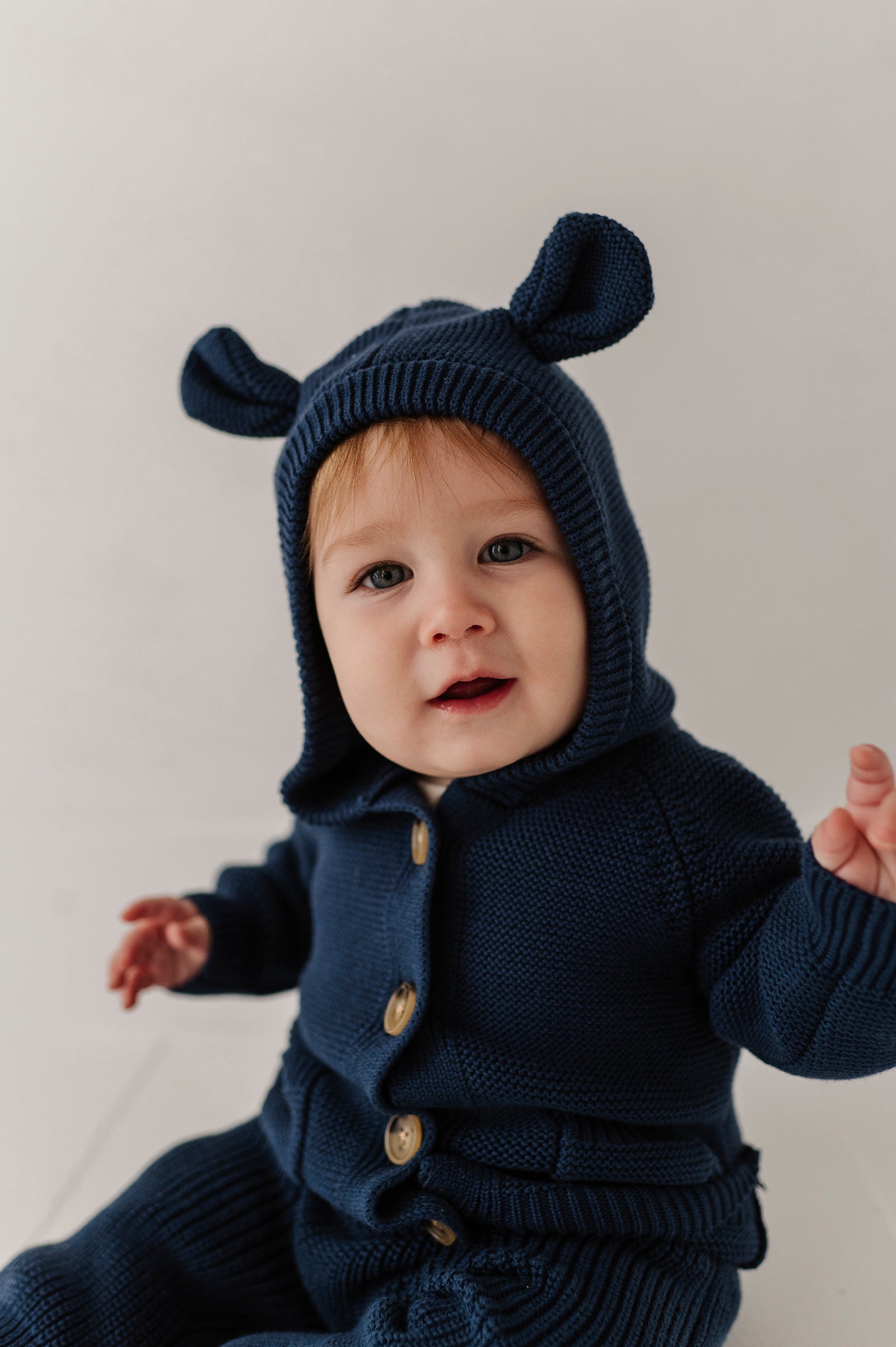Knit Hoodie In Navy