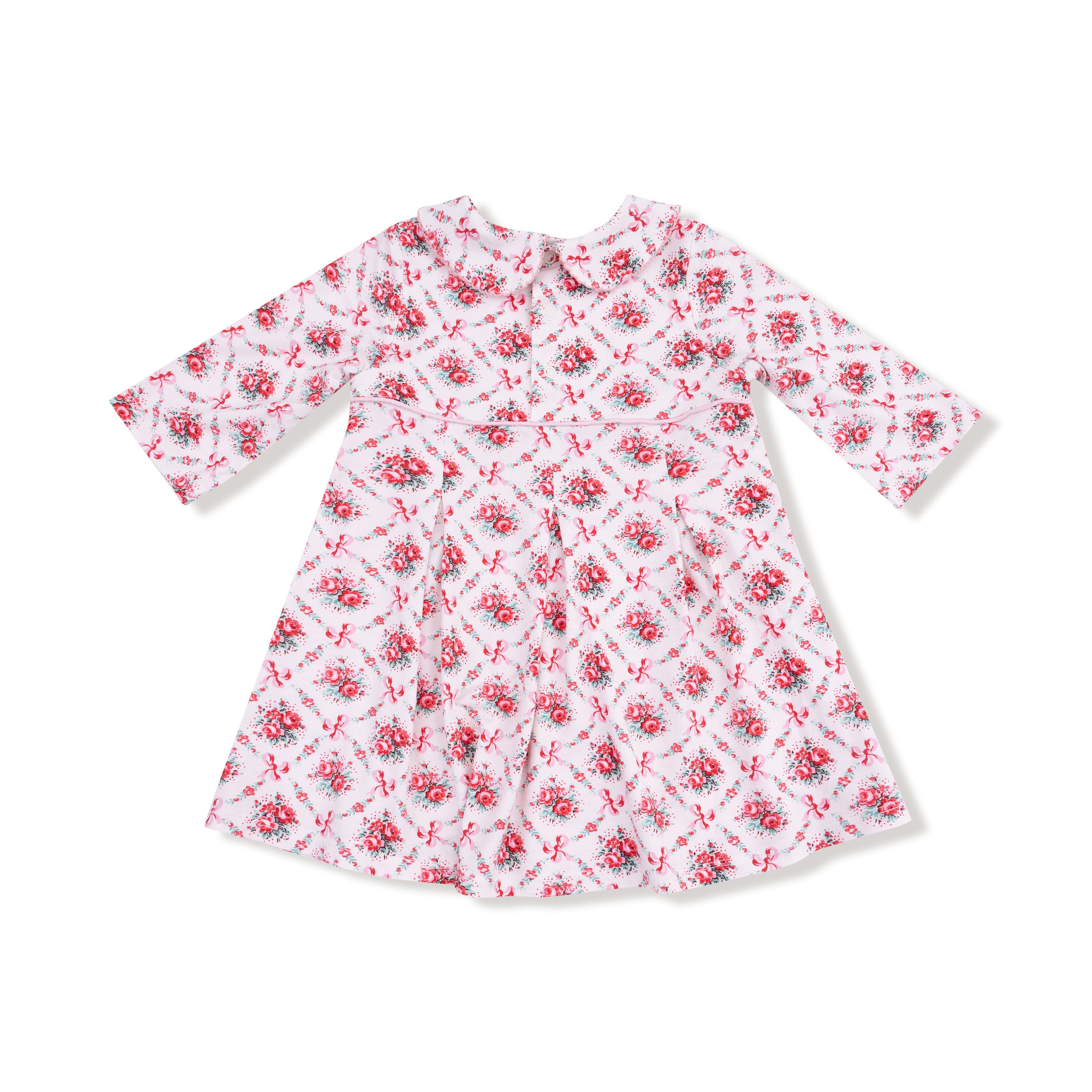 Box Pleat Dress With 3/4 Sleeve + Peter Pan Collar & Diaper Cover
