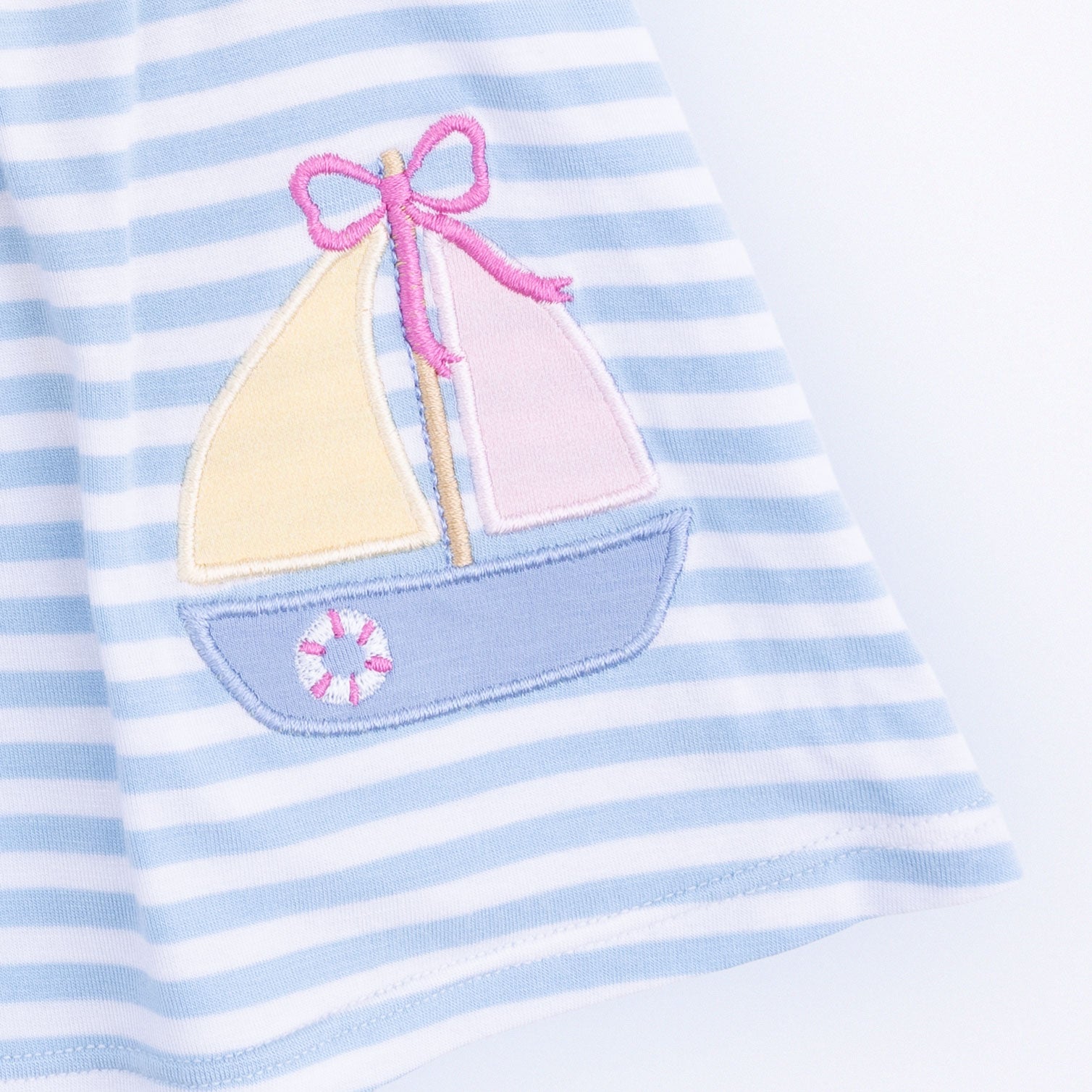 Bubbly Sailboat Stripe - Ruffle Top And Bloomer