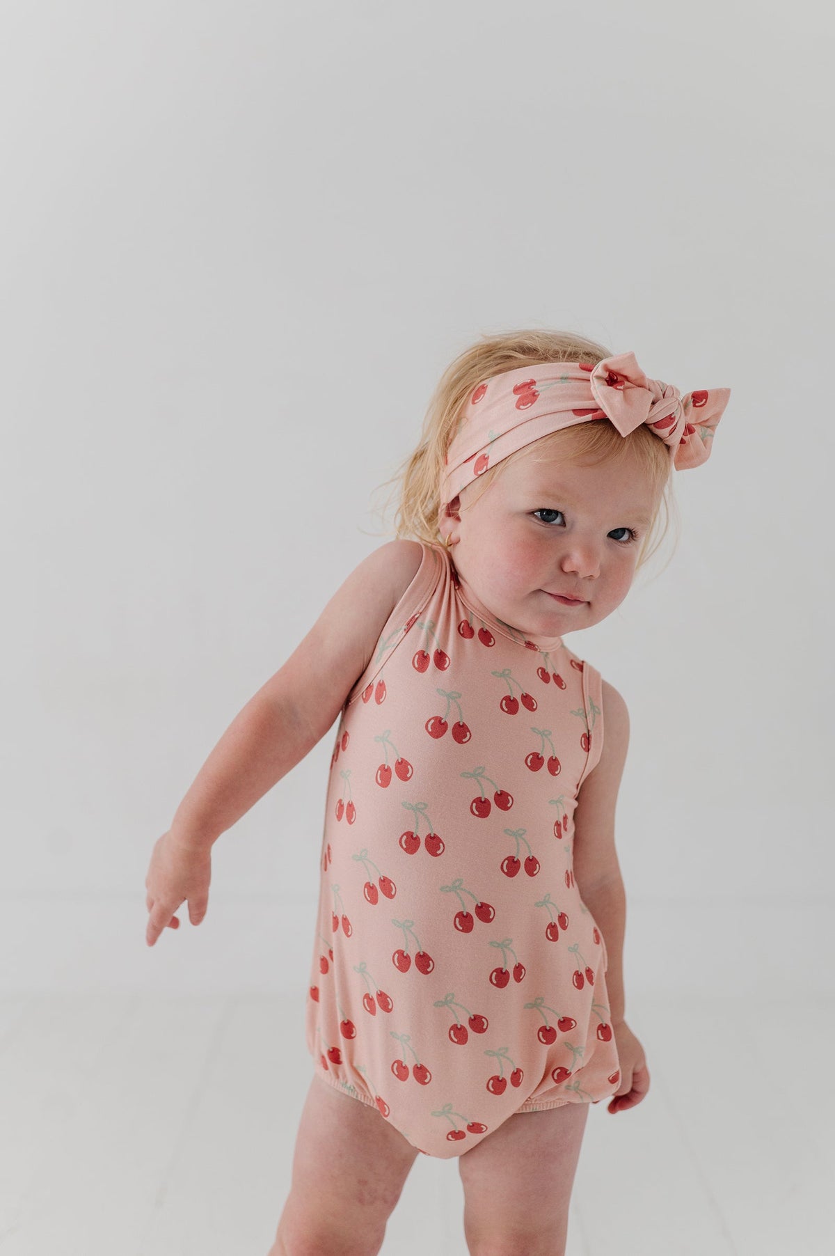 Baby Girl Bubble Bodysuit Set In Cherries