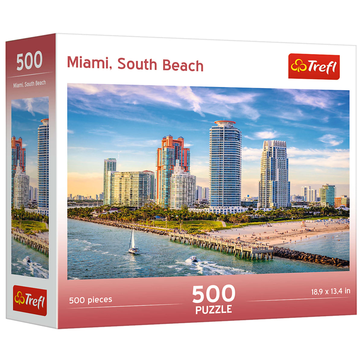 Red 500 Piece Jigsaw Puzzle - Miami, South Beach