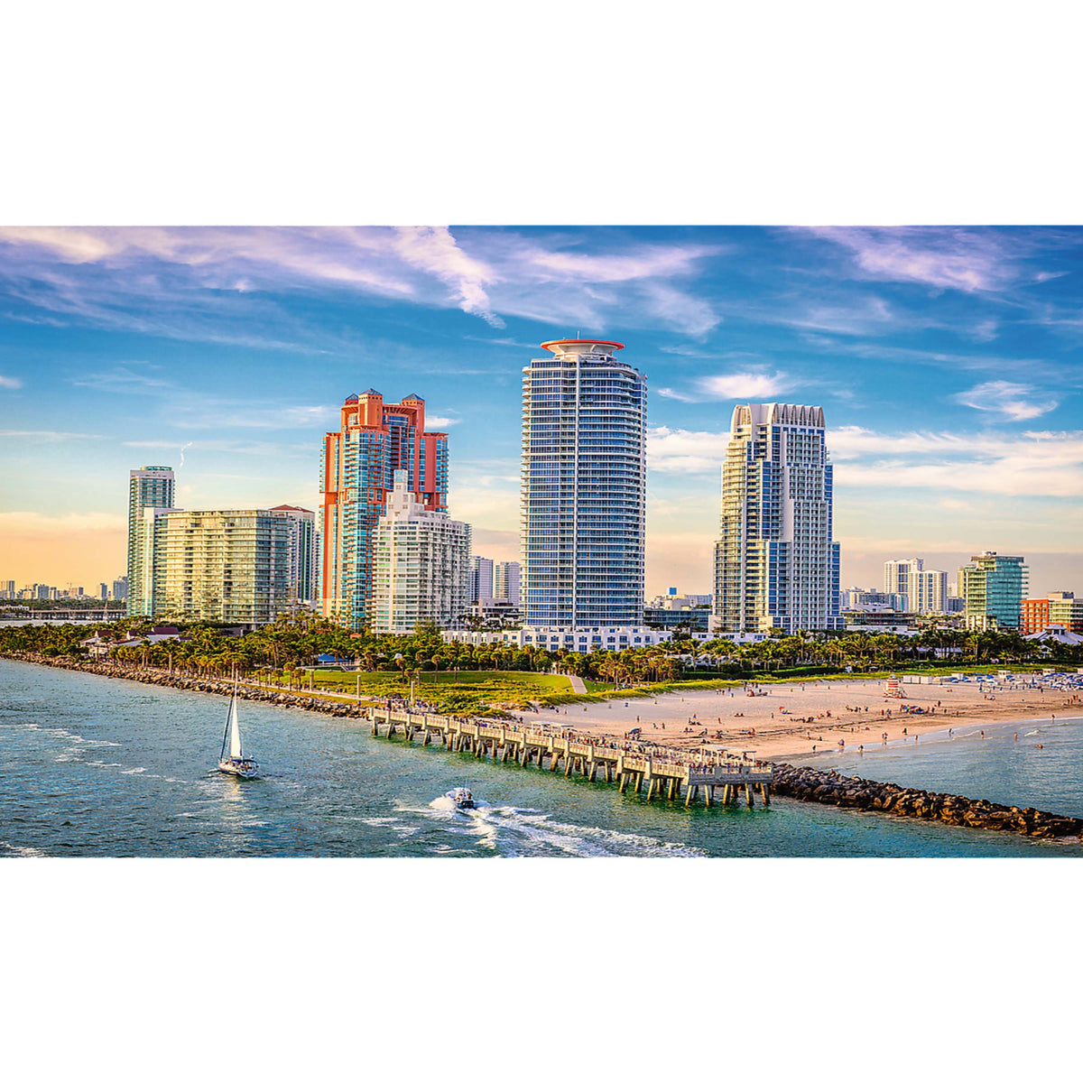 Red 500 Piece Jigsaw Puzzle - Miami, South Beach