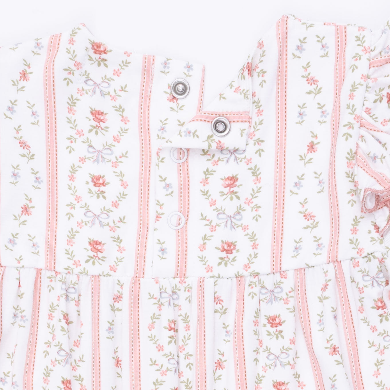 Marnie Rosebud Stripe - Long Sleeve Petal Ruffle Romper