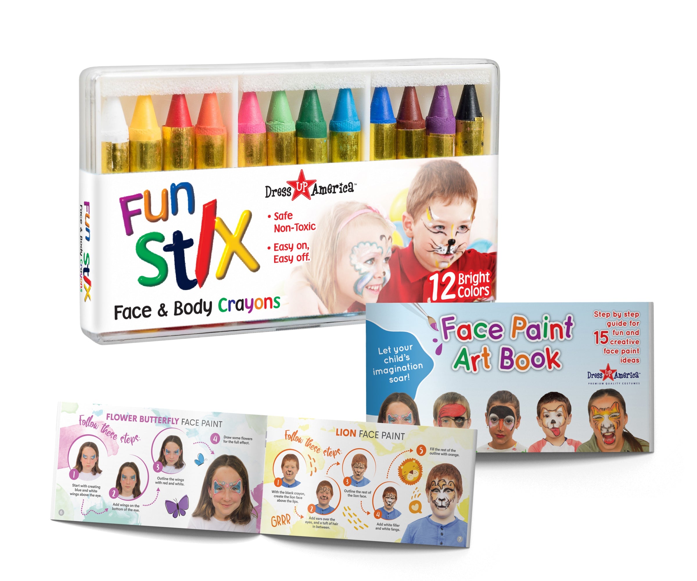 12 Face Paint Crayons Set