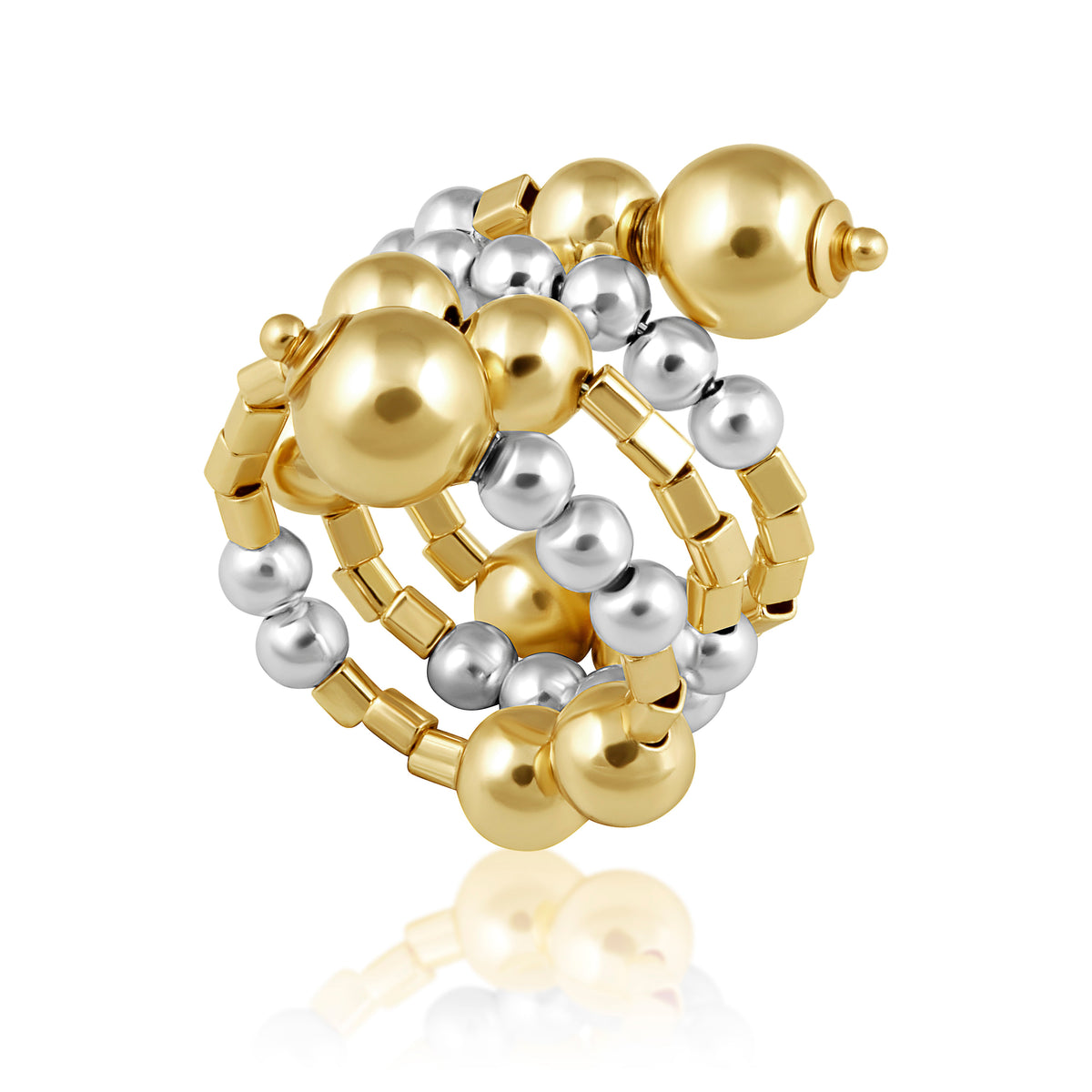 Bead Wrap Ring Two-tone