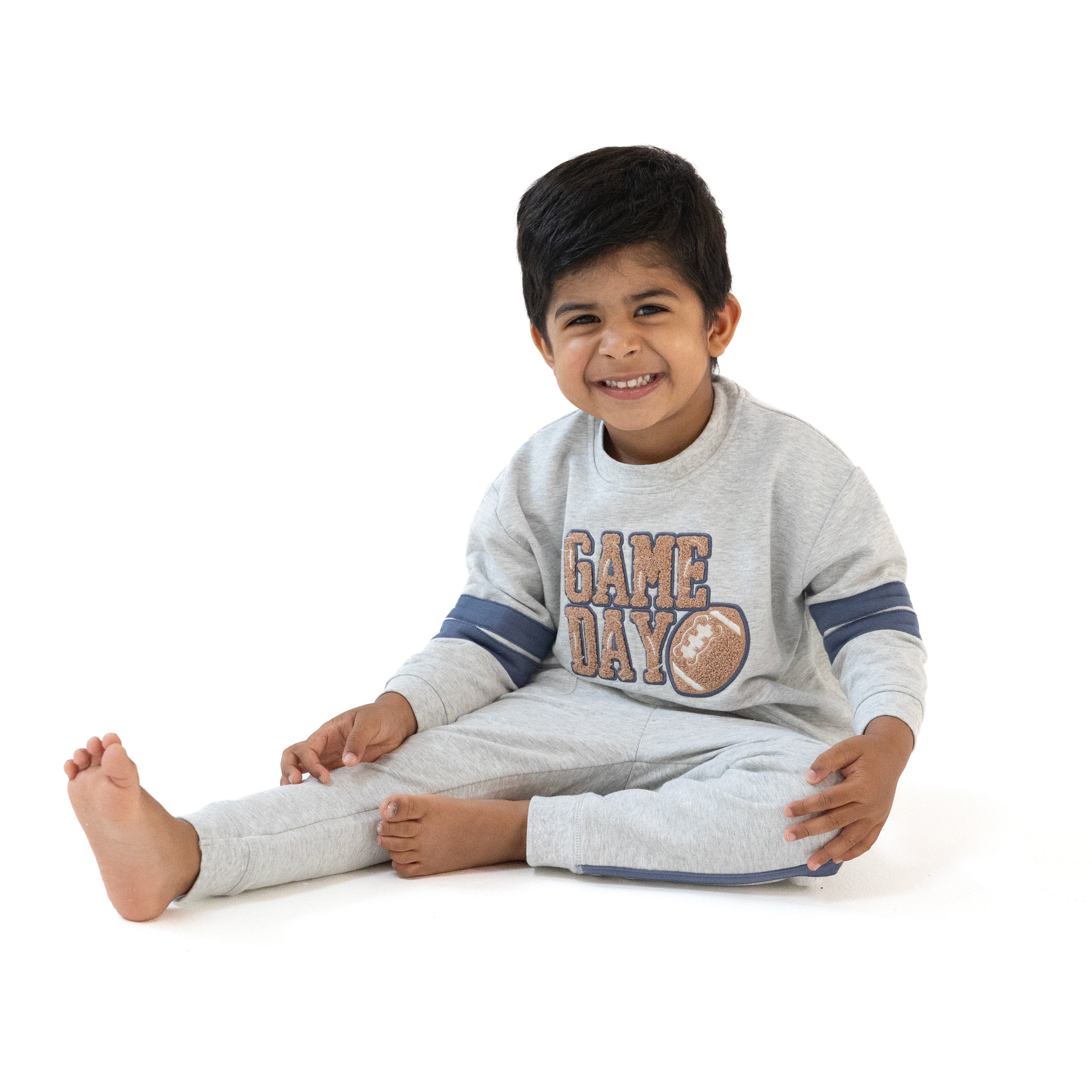 Cozy Drop Sleeve Sweatshirt With Varsity Stripes