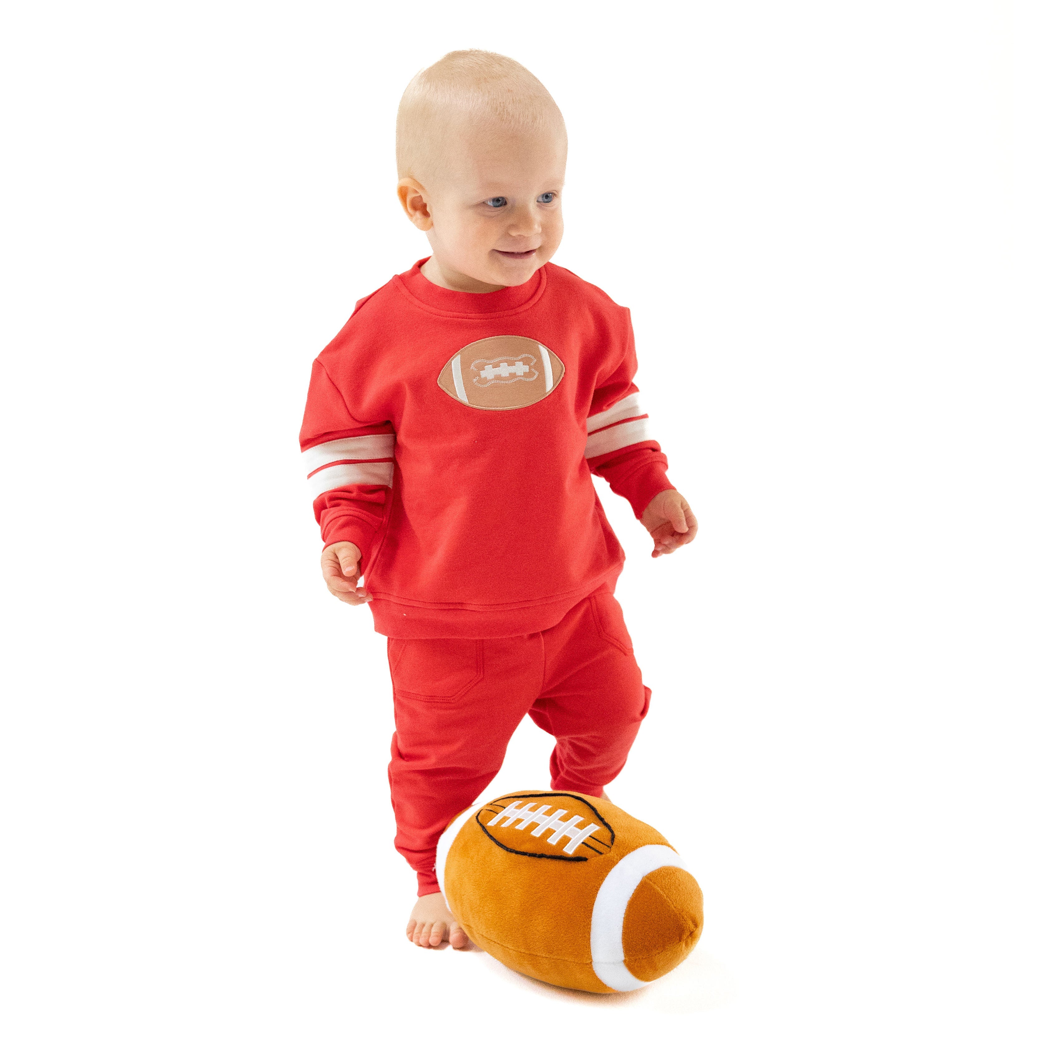 Cozy Drop Sleeve Sweatshirt With Varsity Stripes