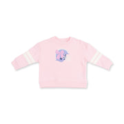 Football Helmets Pink - Drop Sleeve Sweatshirt With Varsity Stripes