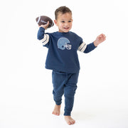 Football Helmets - Drop Sleeve Sweatshirt With Varsity Stripes Blue Helmet