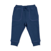 Solid Insignia Blue - Jogger Pant With Varsity Stripes