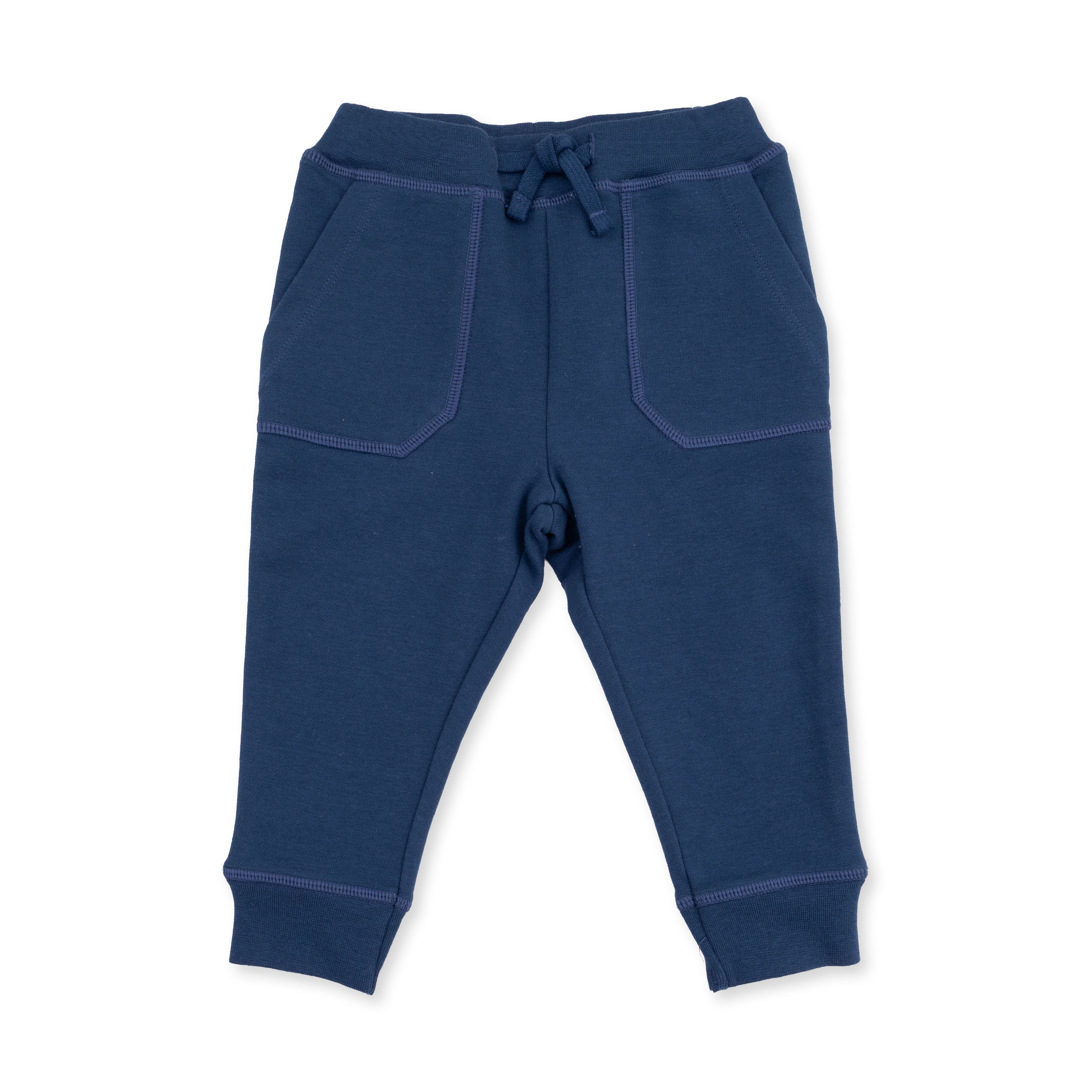 Solid Insignia Blue - Jogger Pant With Varsity Stripes