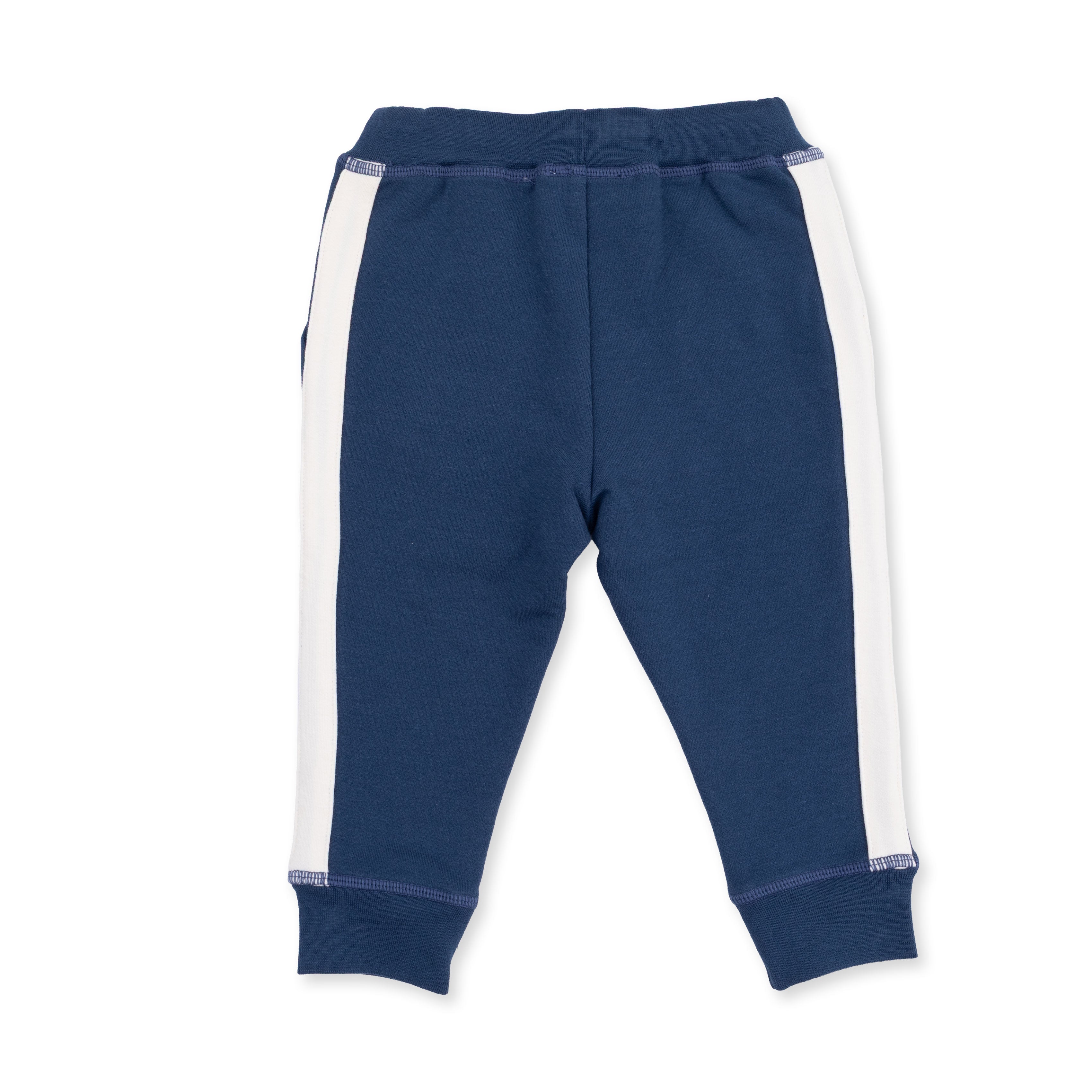 Solid Insignia Blue - Jogger Pant With Varsity Stripes