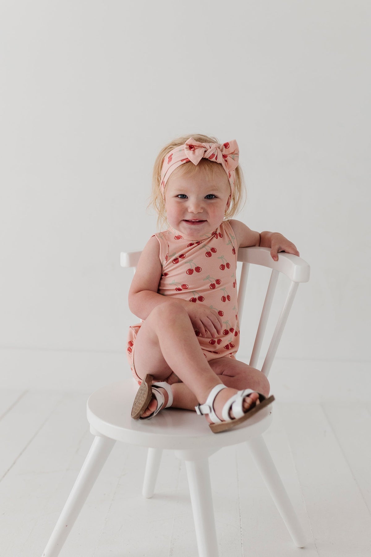 Baby Girl Bubble Bodysuit Set In Cherries