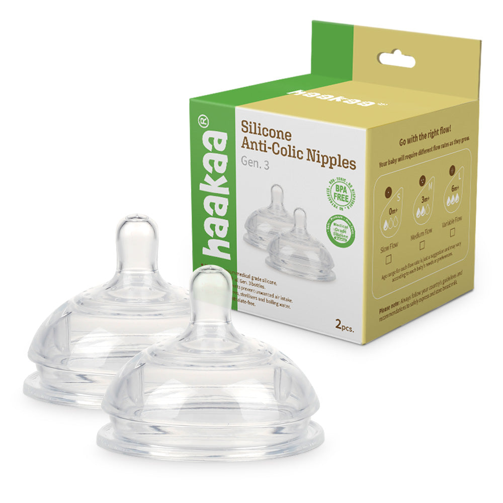 Haakaa Gen 3 Silicone Bottle Anti-colic Nipple 2 Pk