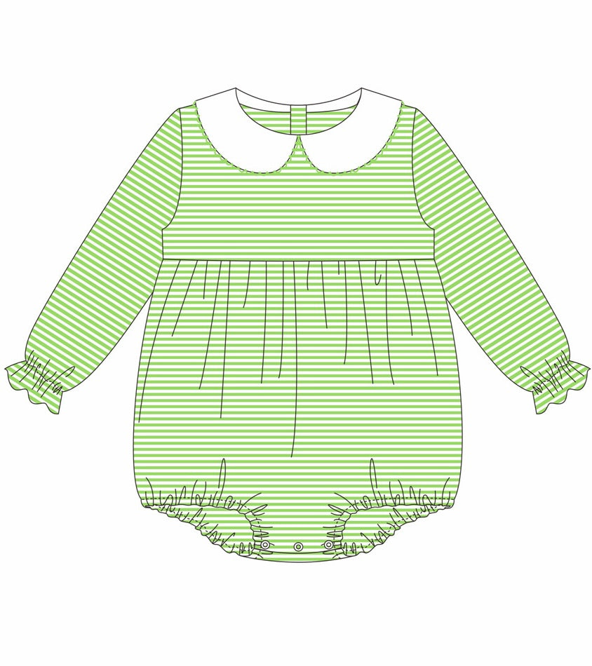 Knit Stripe Long Sleeve Peter Pan Collar Bubble - Girl