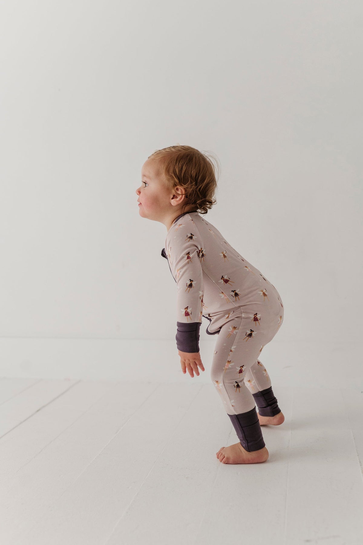 Long Sleeve Zip Romper In Fairies