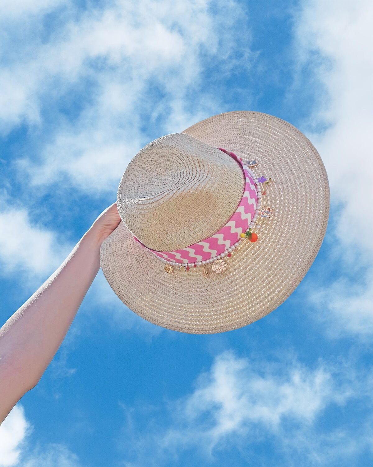 Straw Sun Hat With Charms