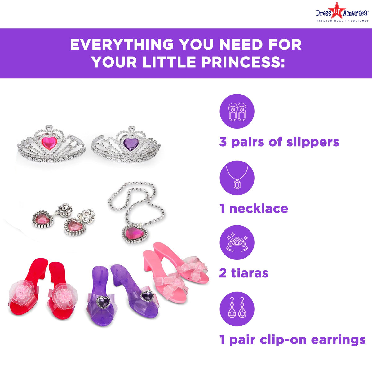 Princess Jewelry, Shoes And Tiara Set - Kids