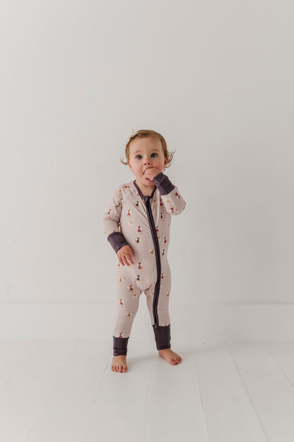 Long Sleeve Zip Romper In Fairies