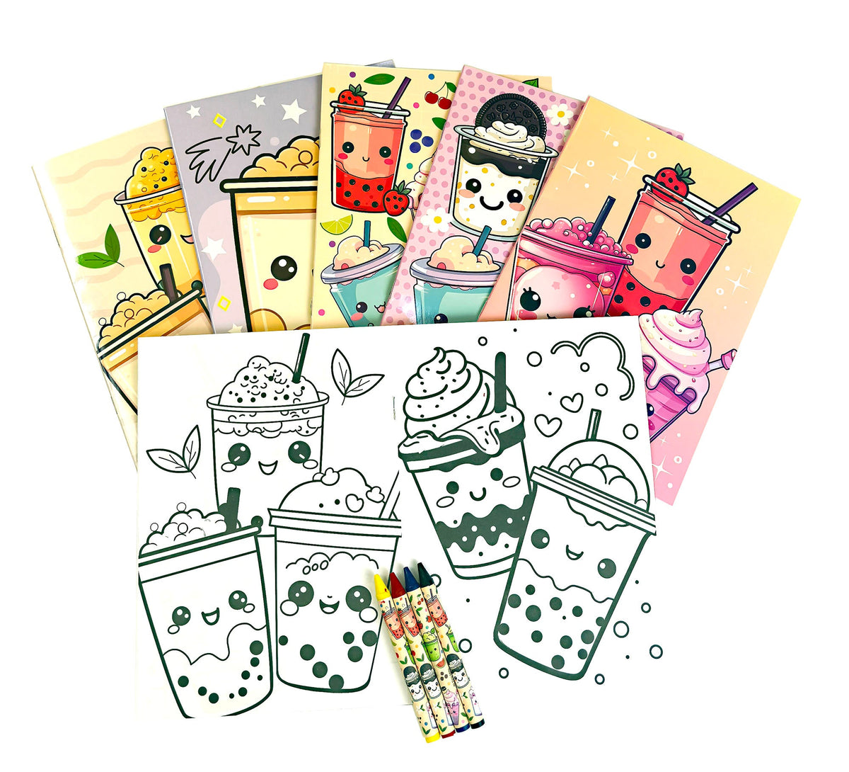 Boba Coloring Books With Crayons Party Favors - Set Of 6 Or 12