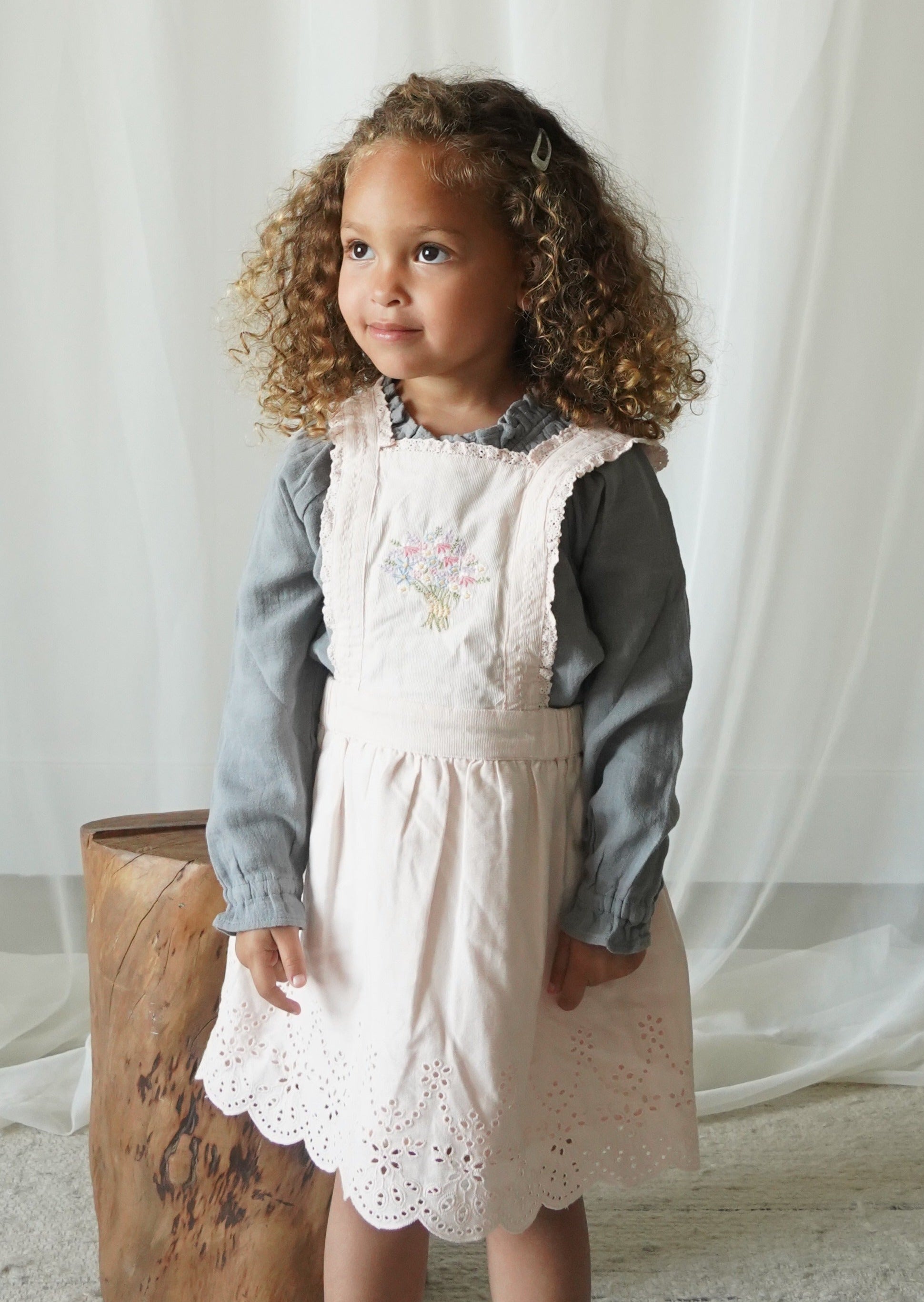 Elea | Corduroy Cotton Anglaise Dress | Primrose