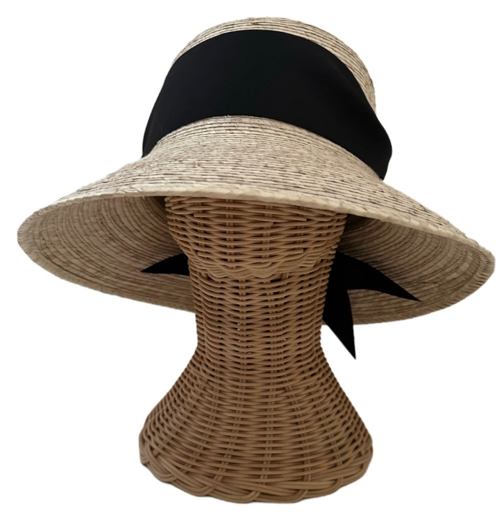 Clematis Bucket Hat - Black Wide & Short Grosgrain Ribbon