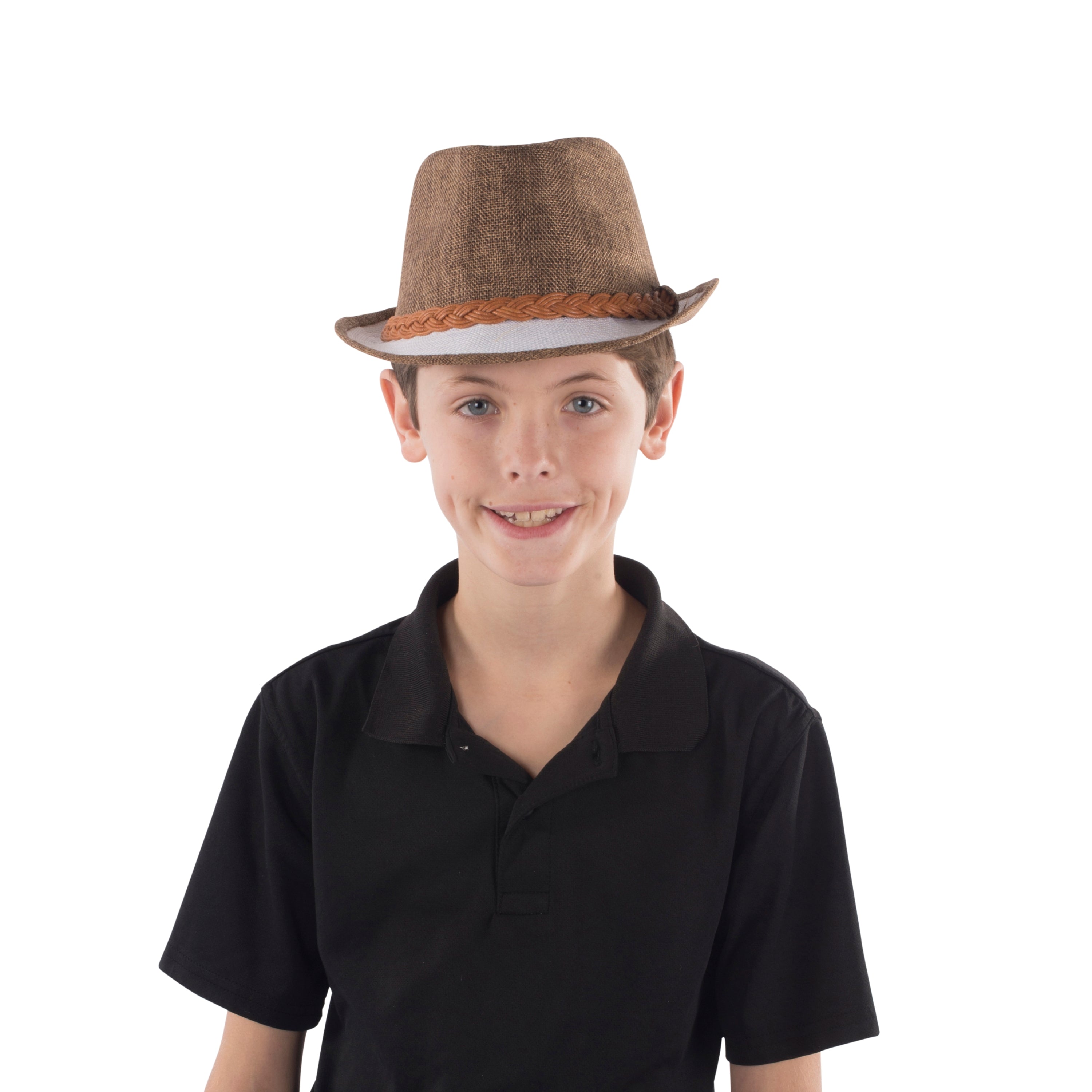 Brown Fedora With White Brim