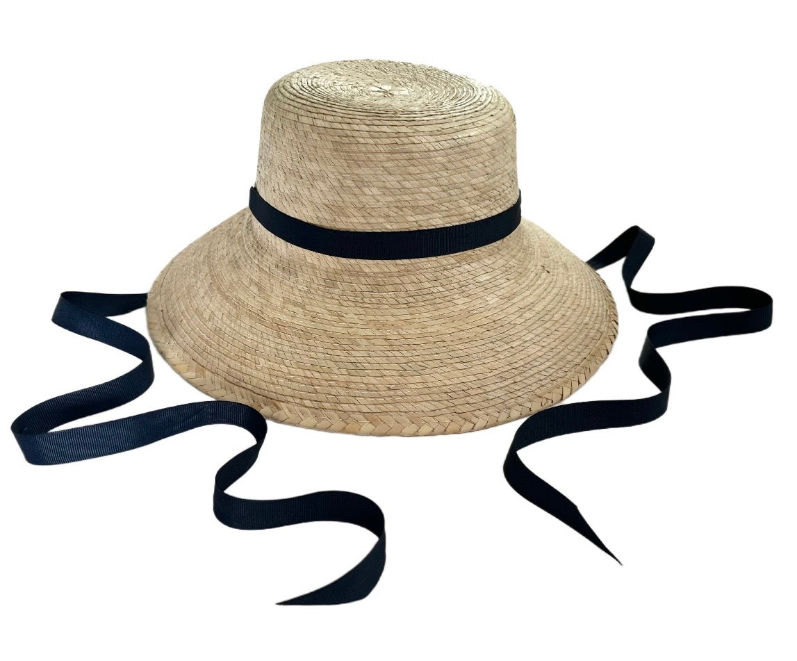 Palmetto Girl’s Hat - Thin & Long Navy Grosgrain