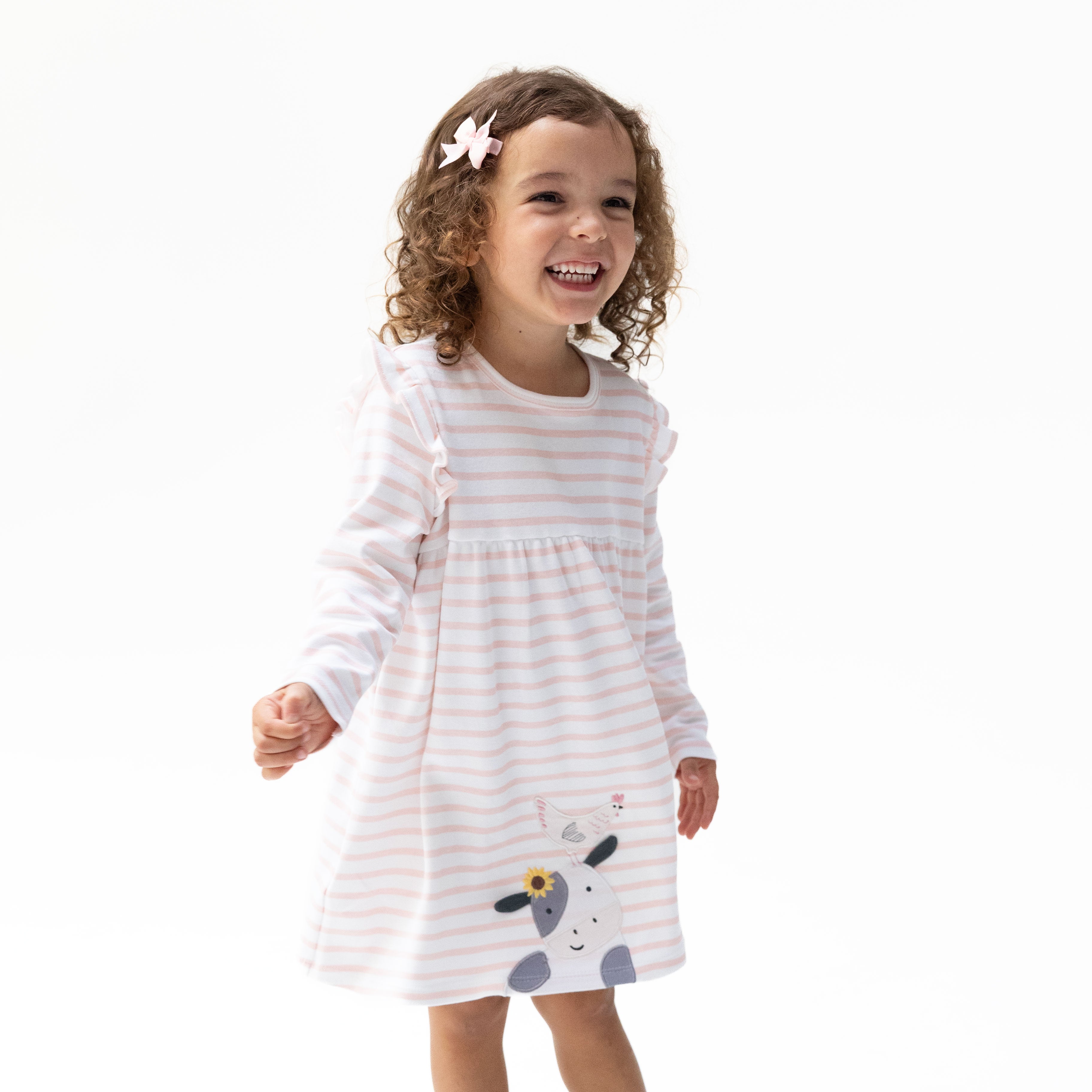 Cows Pink - Long Sleeve Dress With Ruffle And Bloomer (2t-4t Dress Only)