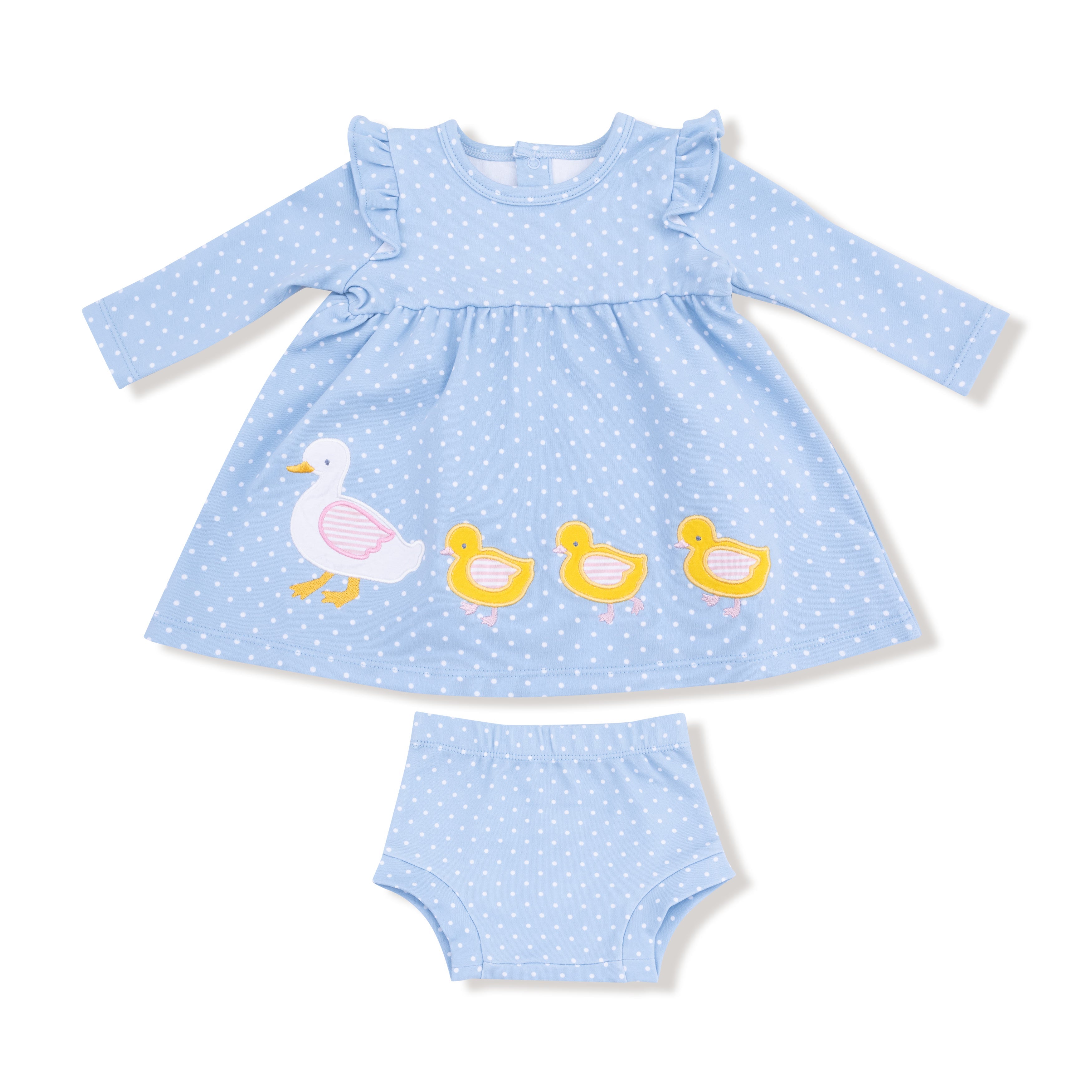 Duck Family Long Sleeve Dress With Diaper Cover