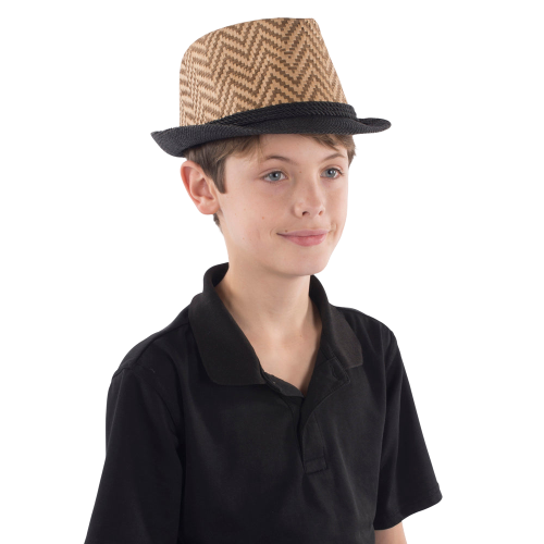 Brown Chevron Fedora Hat