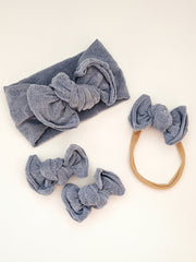 Puffy Blue Floral Bow