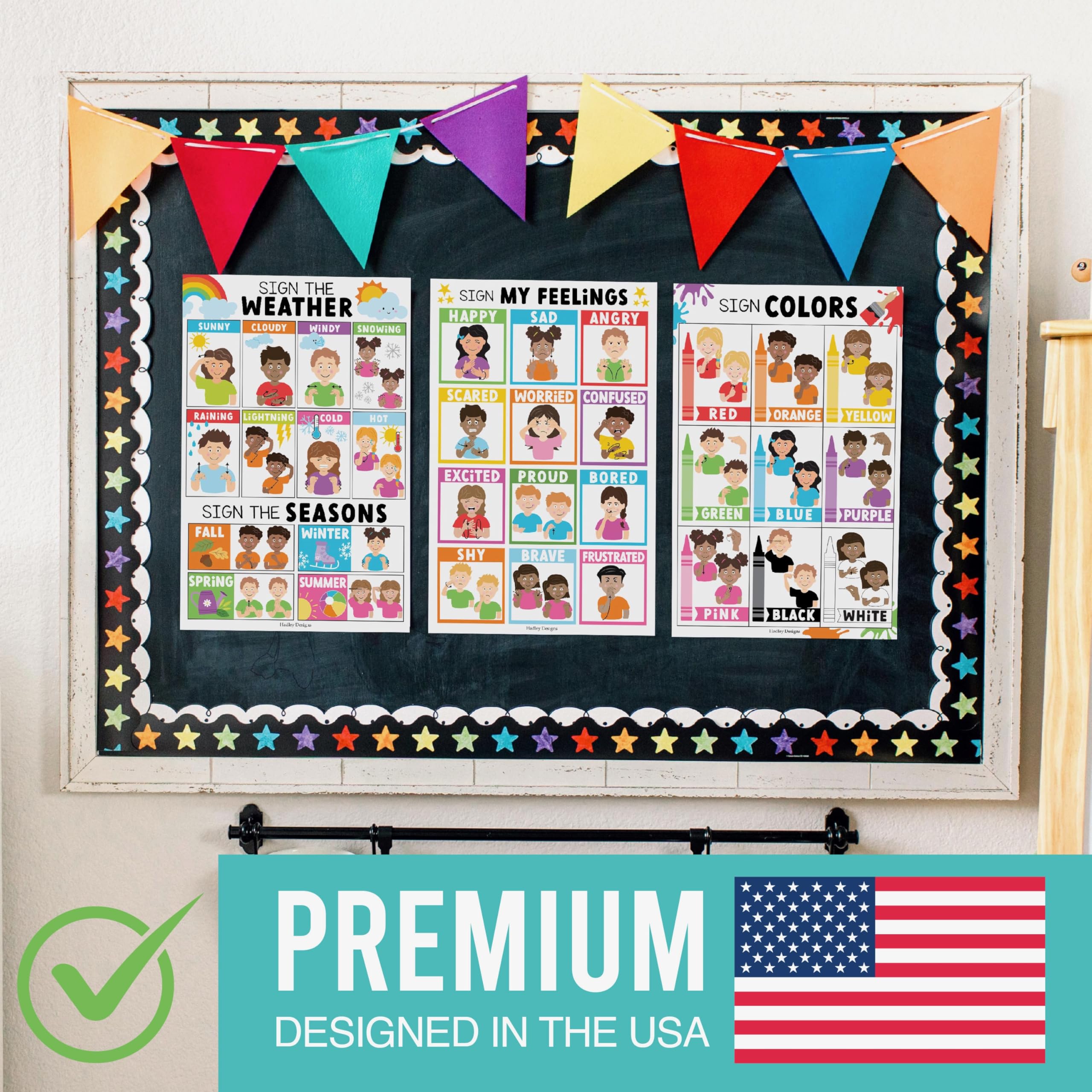 Asl Sign Language Kit: Colorful 8 Poster Set