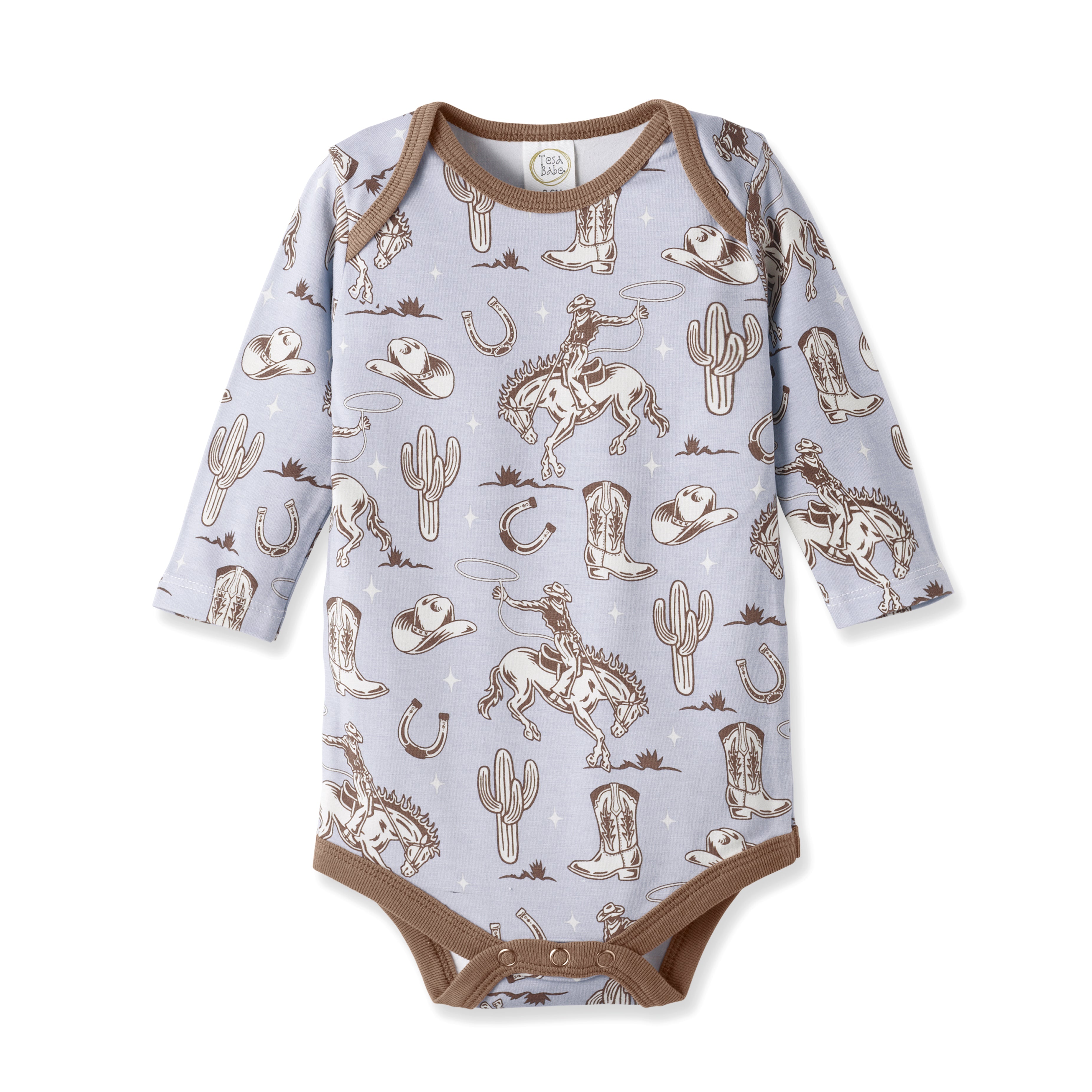 Wild Wrangler/blue Western Cowboy Bamboo Baby Boy Bodysuit