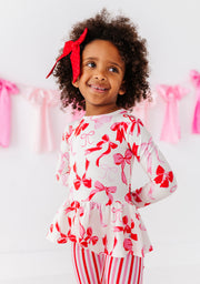Blushing Bows Bamboo/cotton Peplum Top