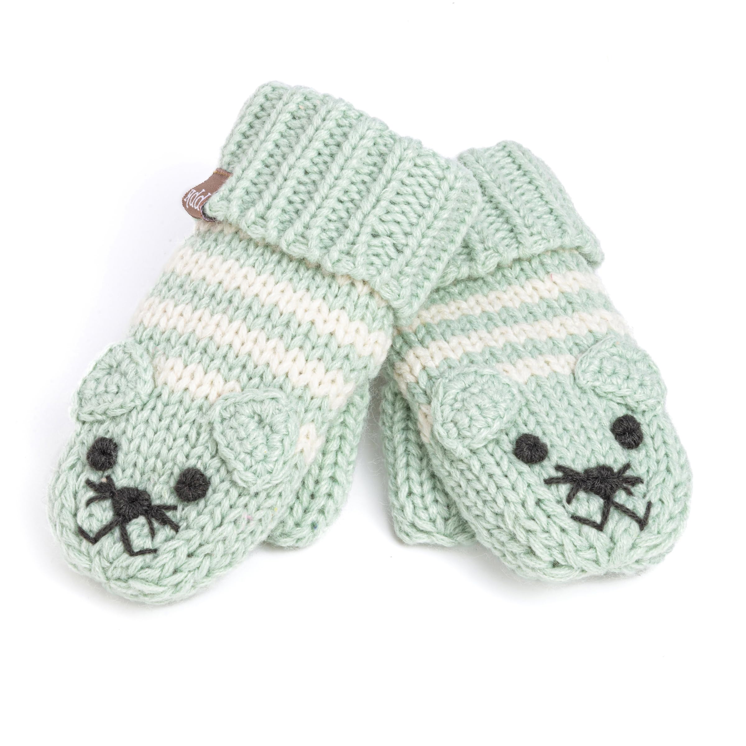 Heart Design Winter Hat Set With Cute Animal Mittens For Girls 1-6 Years, Fleece-lined For Comfort