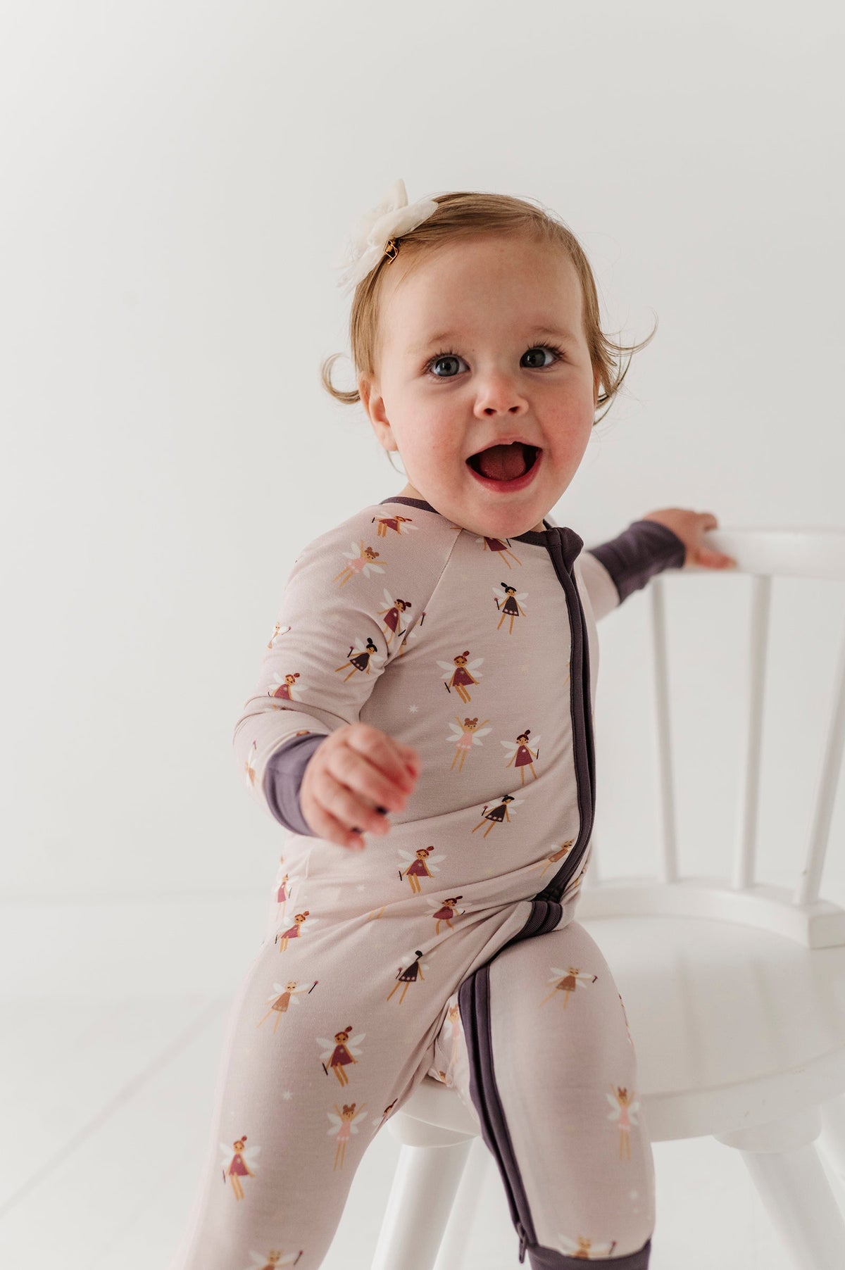 Long Sleeve Zip Romper In Fairies