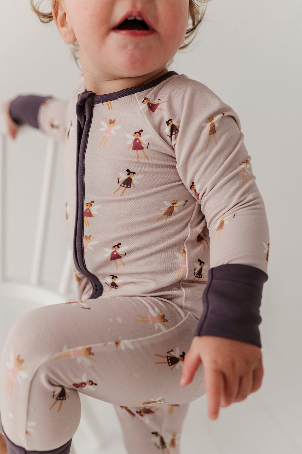 Long Sleeve Zip Romper In Fairies