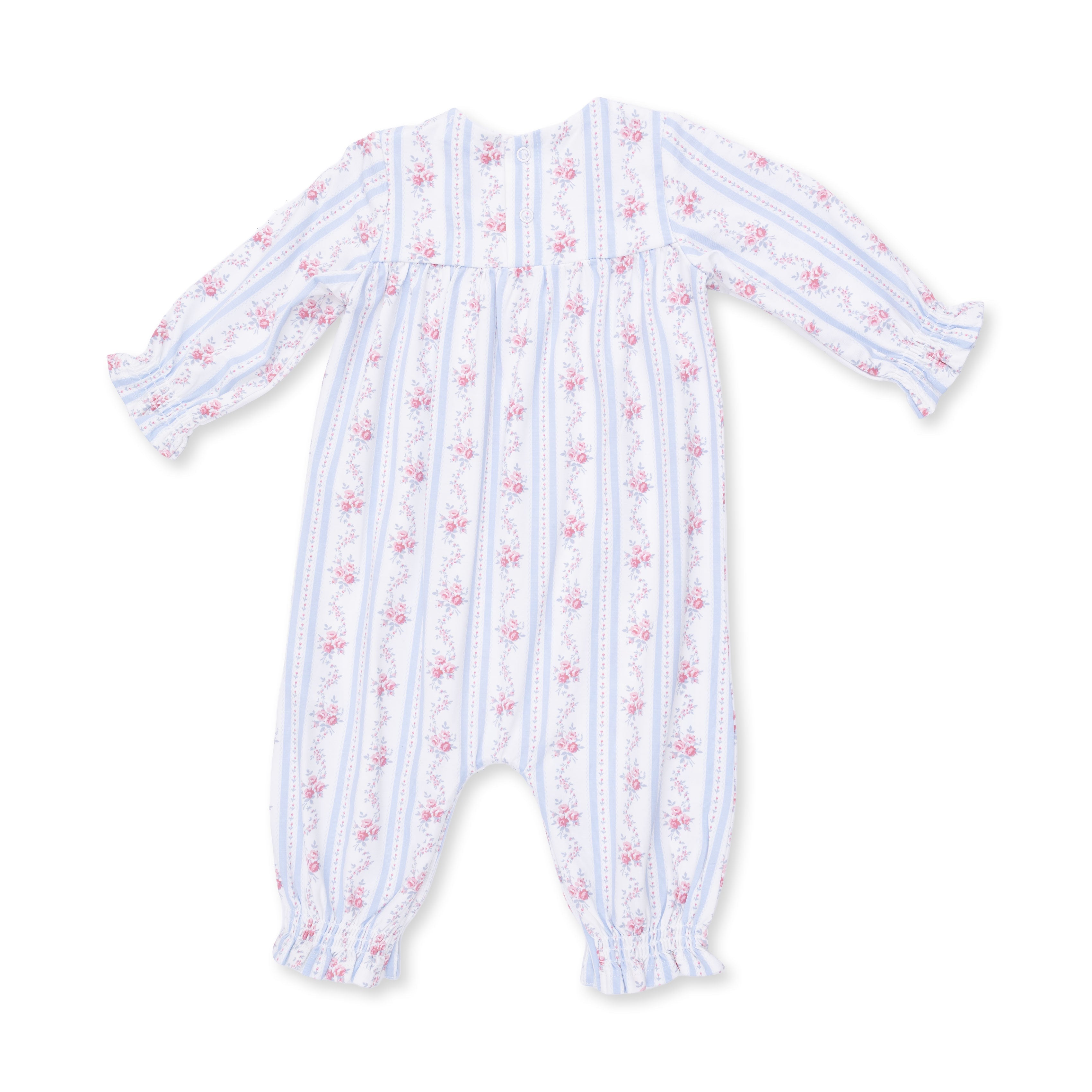 Anna Floral Stripe - Smocked Long Sleeve Romper