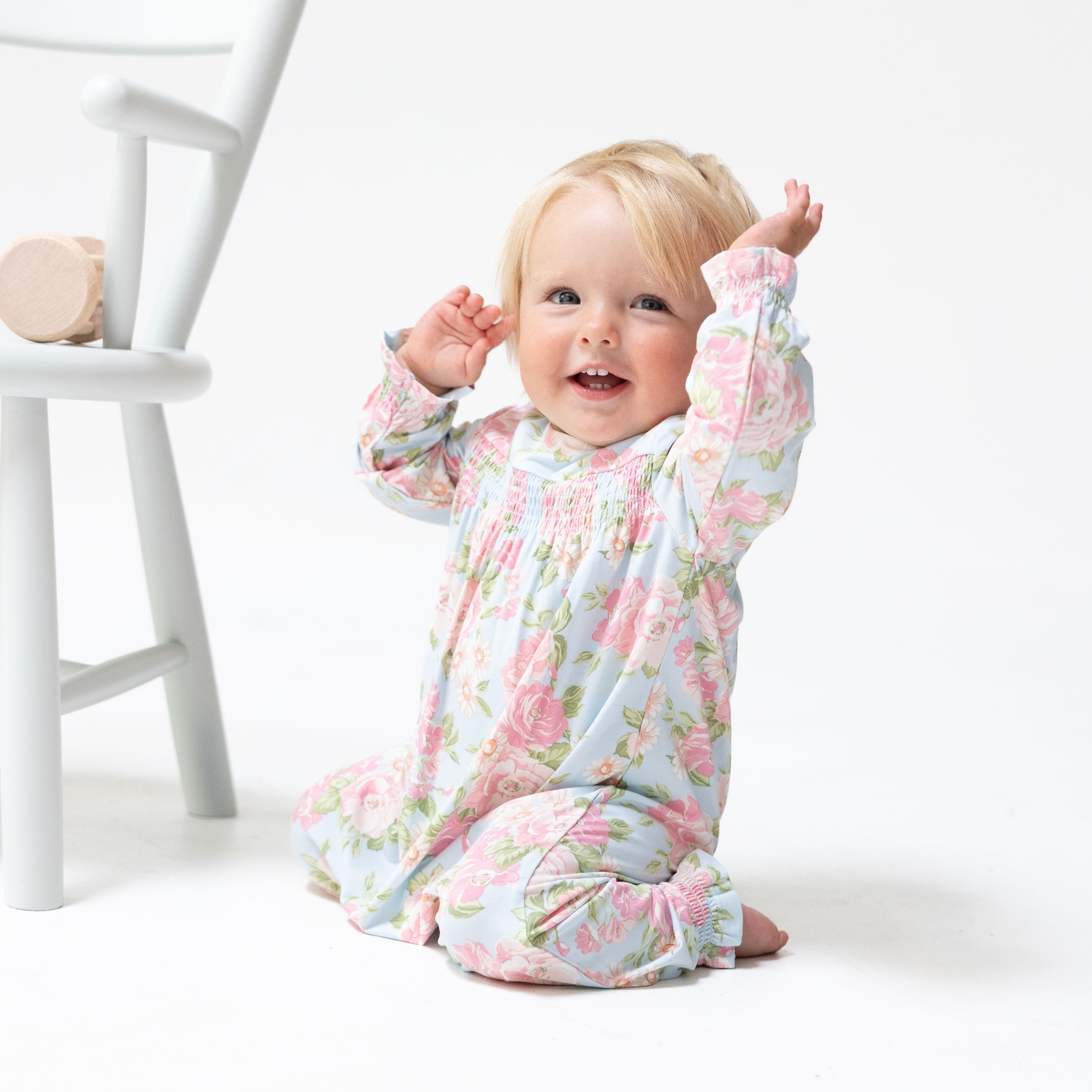 Angeline Floral - Smocked Long Sleeve Romper