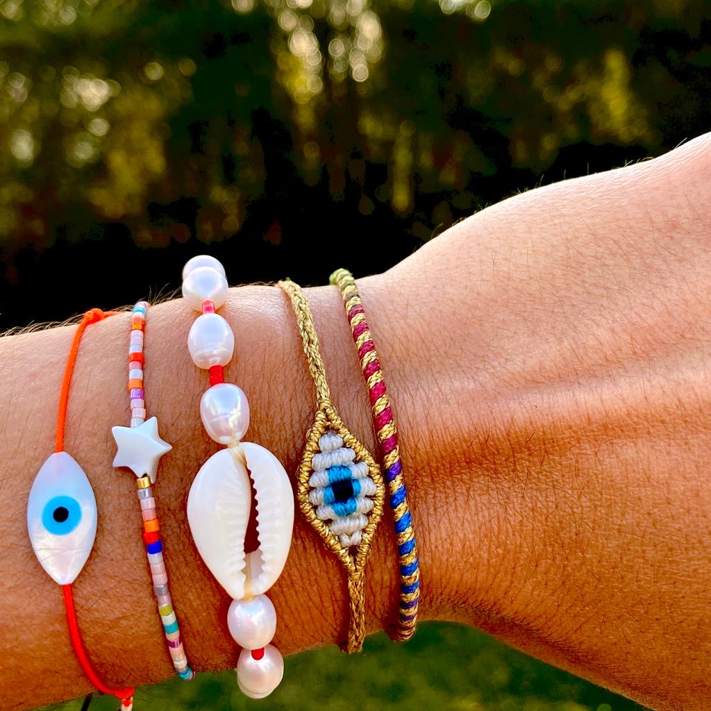 Twisted Duo Color Evil Eye Bracelet