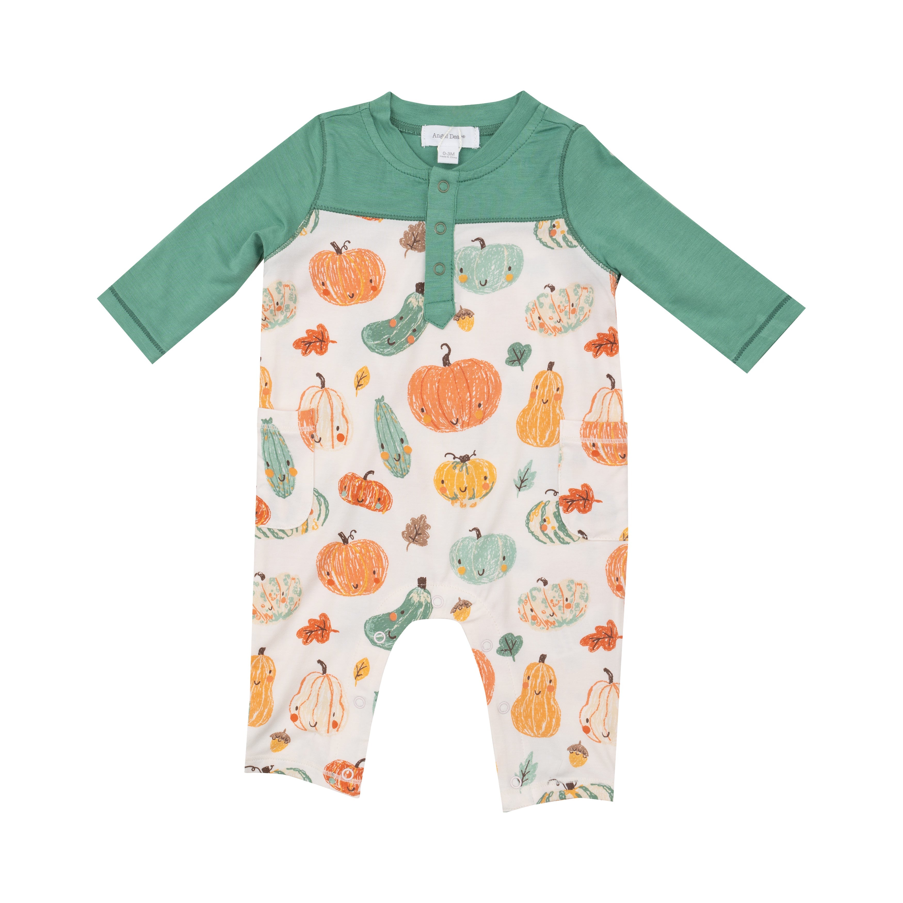 Romper W/ Contrast Sleeve - Crayon Pumpkins