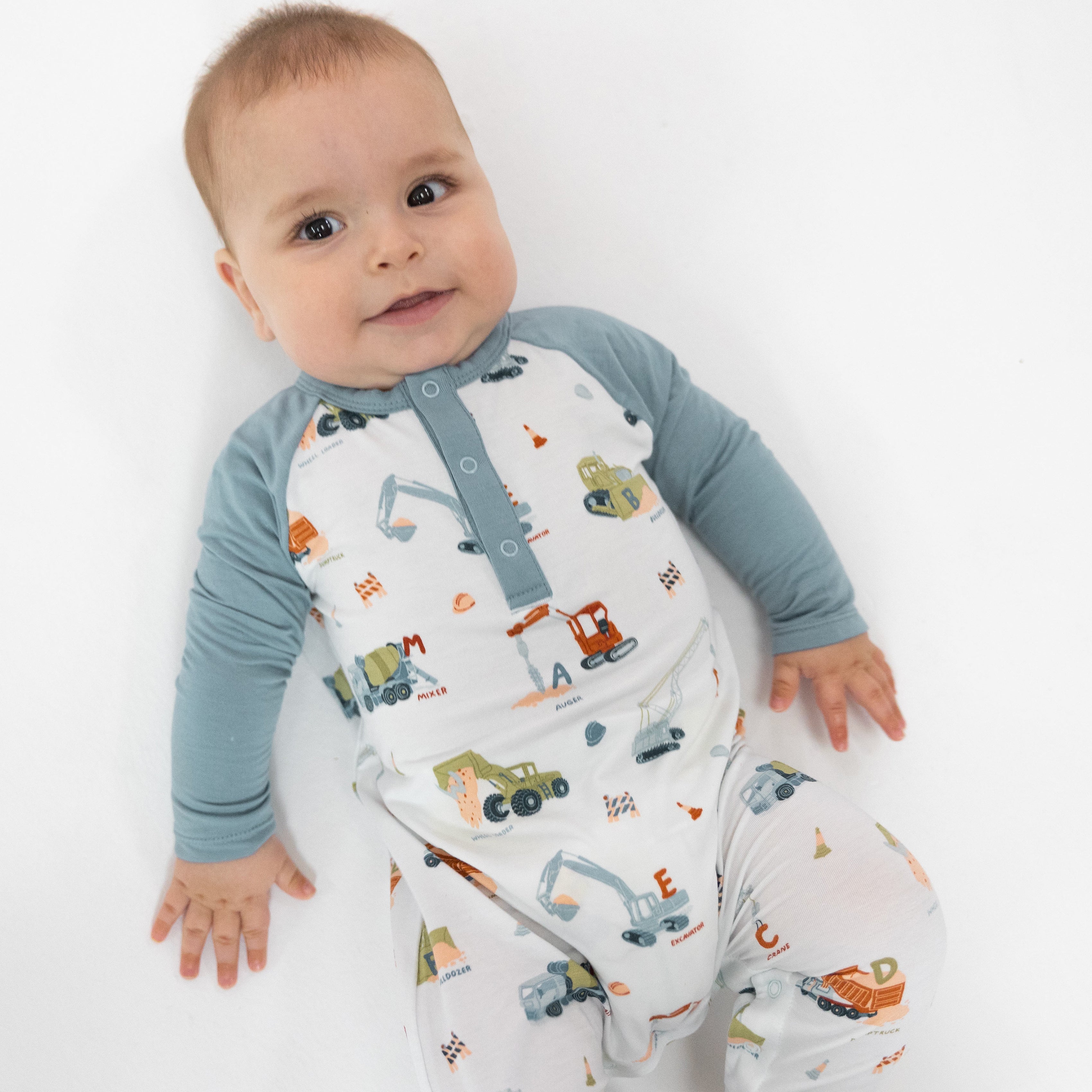 Romper W/ Contrast Sleeve - Construction Alphabet