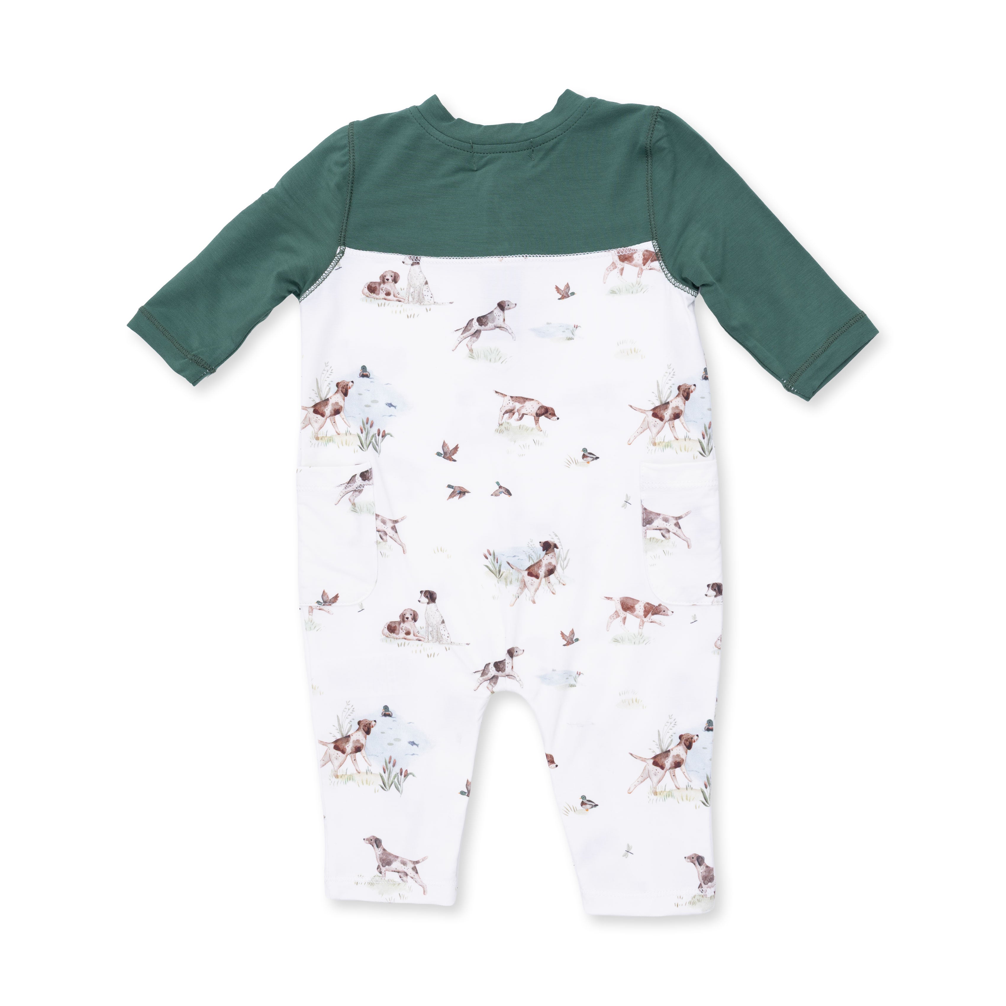 Pointer Pups And Duck Buddies - Romper With Contrast Sleeves