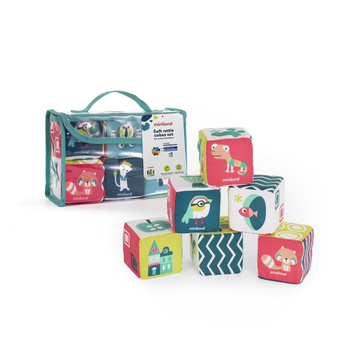 Feel To Learn: Soft Rattle Cubes Set